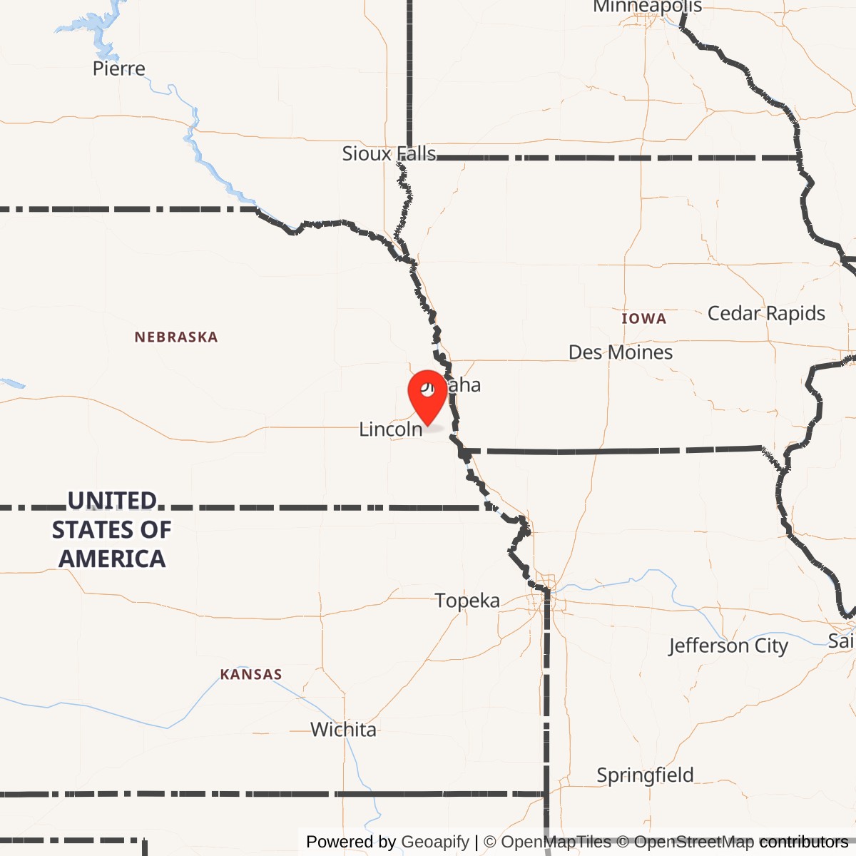Map showing location of Atlas F Site 551-1, Nebraska
