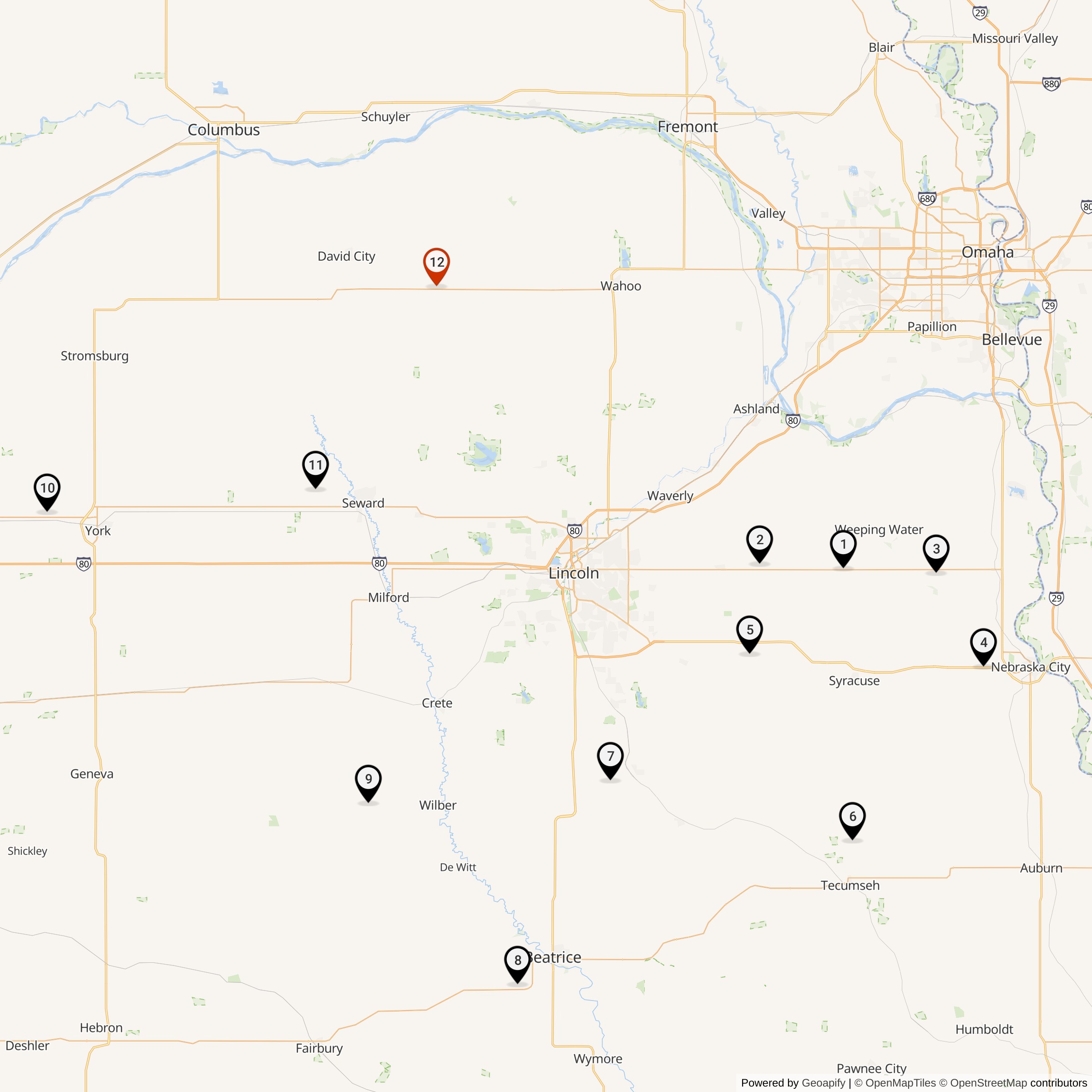 Map Showing 551st Strategic Missile Squadron Atlas F Missile Silo Locations