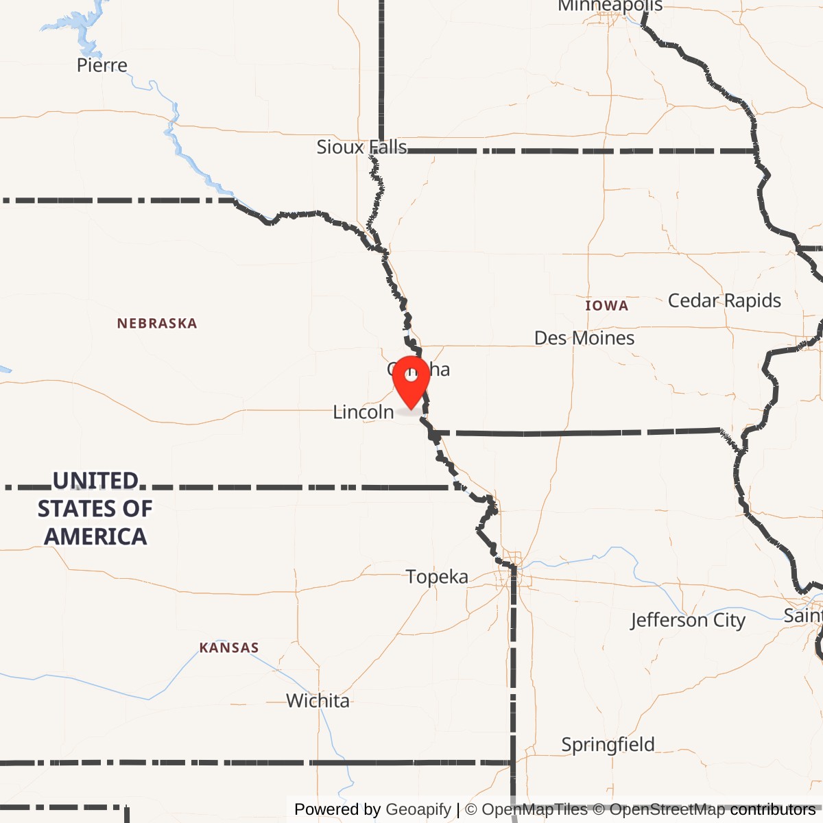 Map showing location of Atlas F Site 551-3, Nebraska