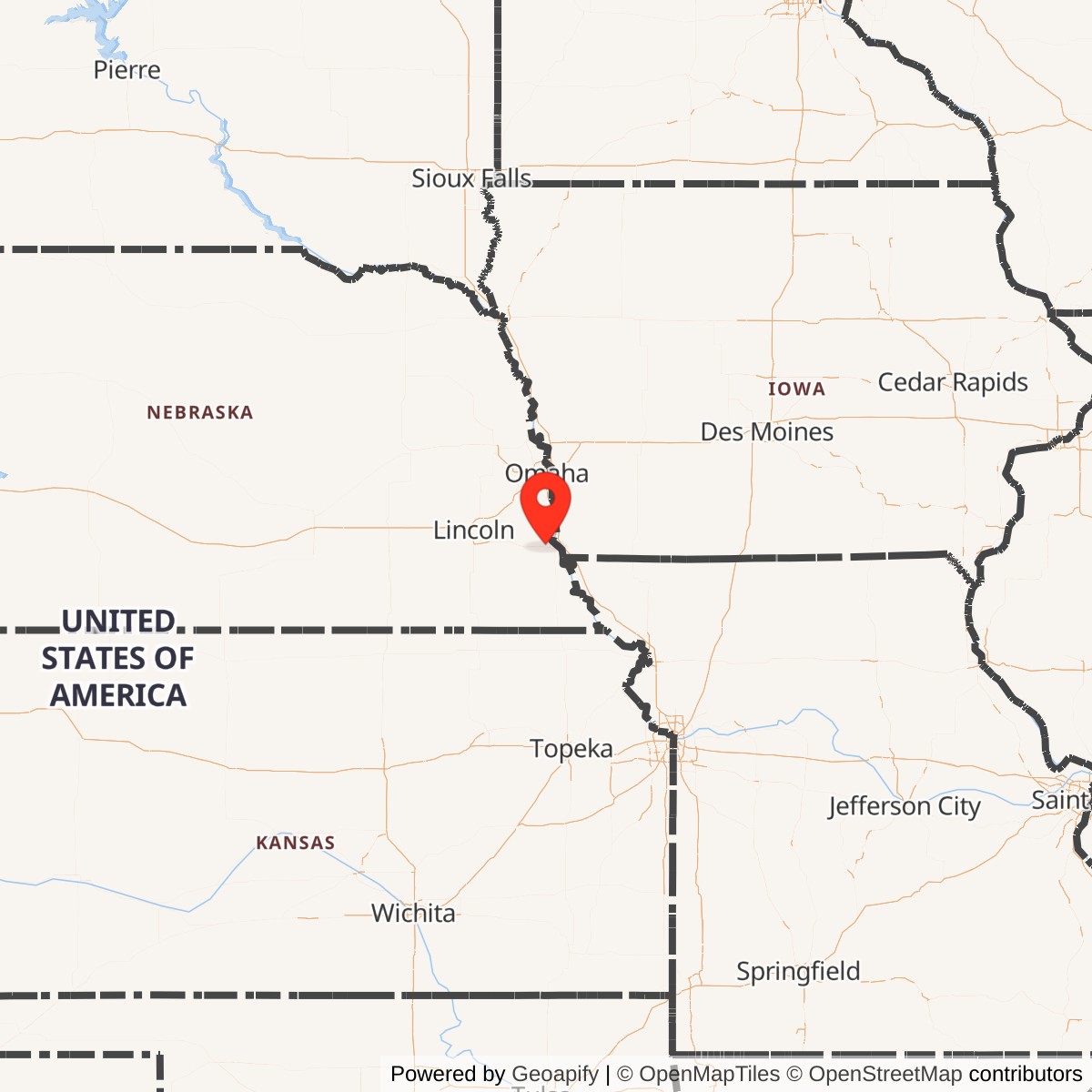 Map showing location of Atlas F Site 551-4, Nebraska