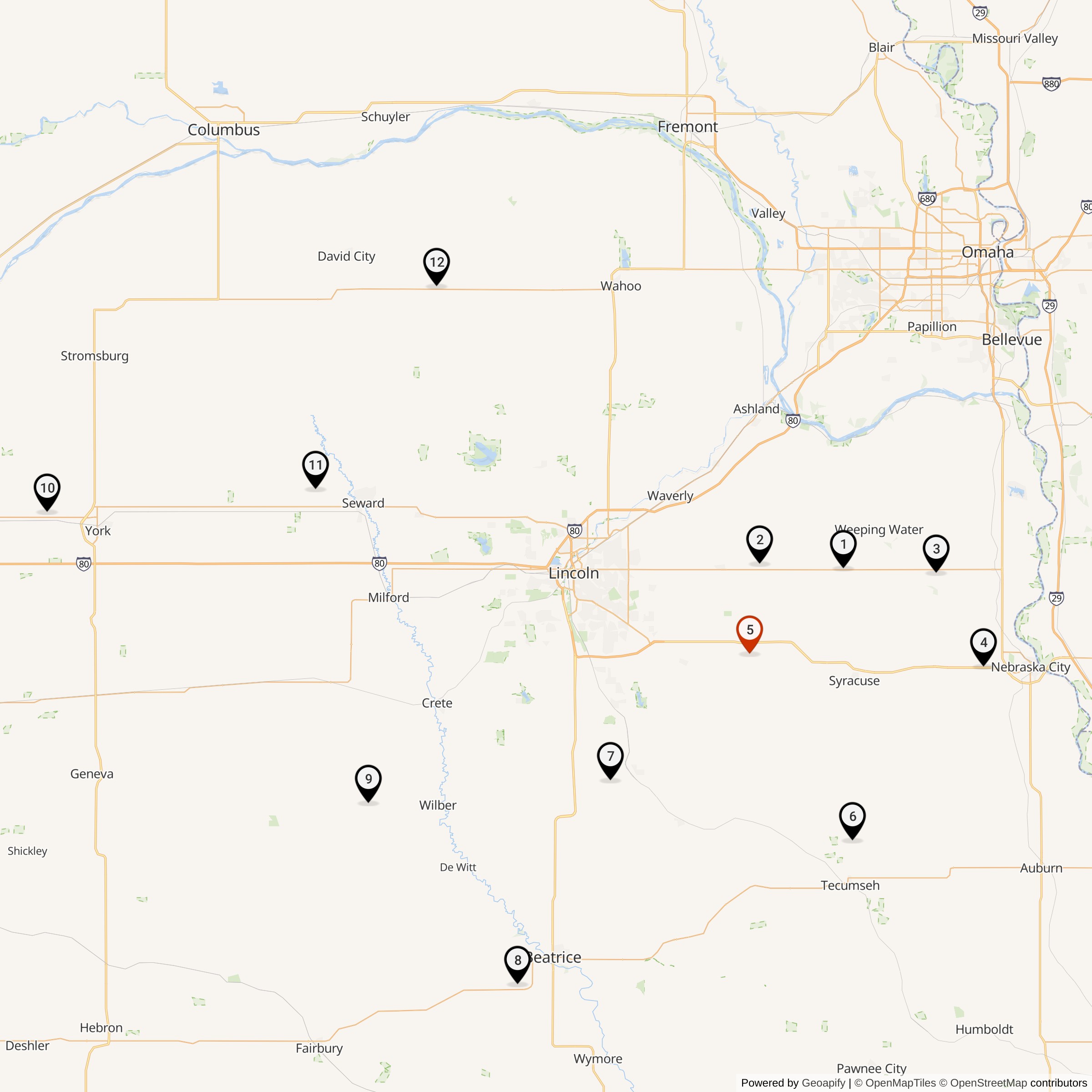 Map Showing 551st Strategic Missile Squadron Atlas F Missile Silo Locations