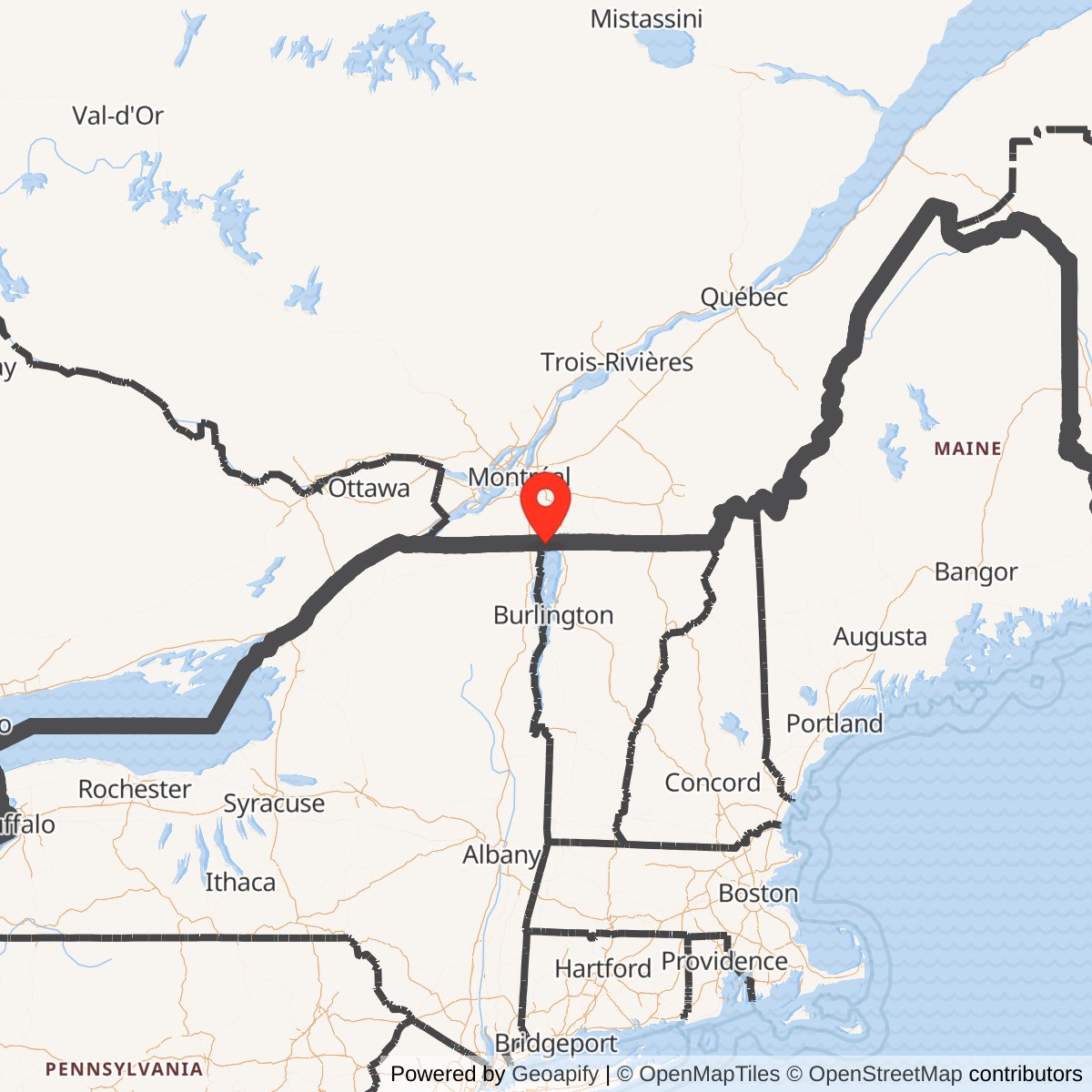 Map showing location of Atlas F Site 556-2, Vermont