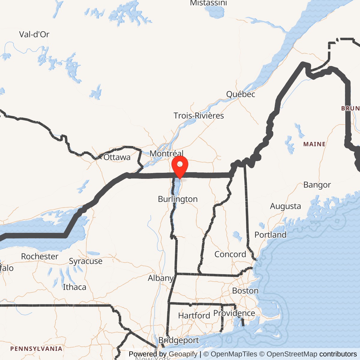 Map showing location of Atlas F Site 556-3, Vermont