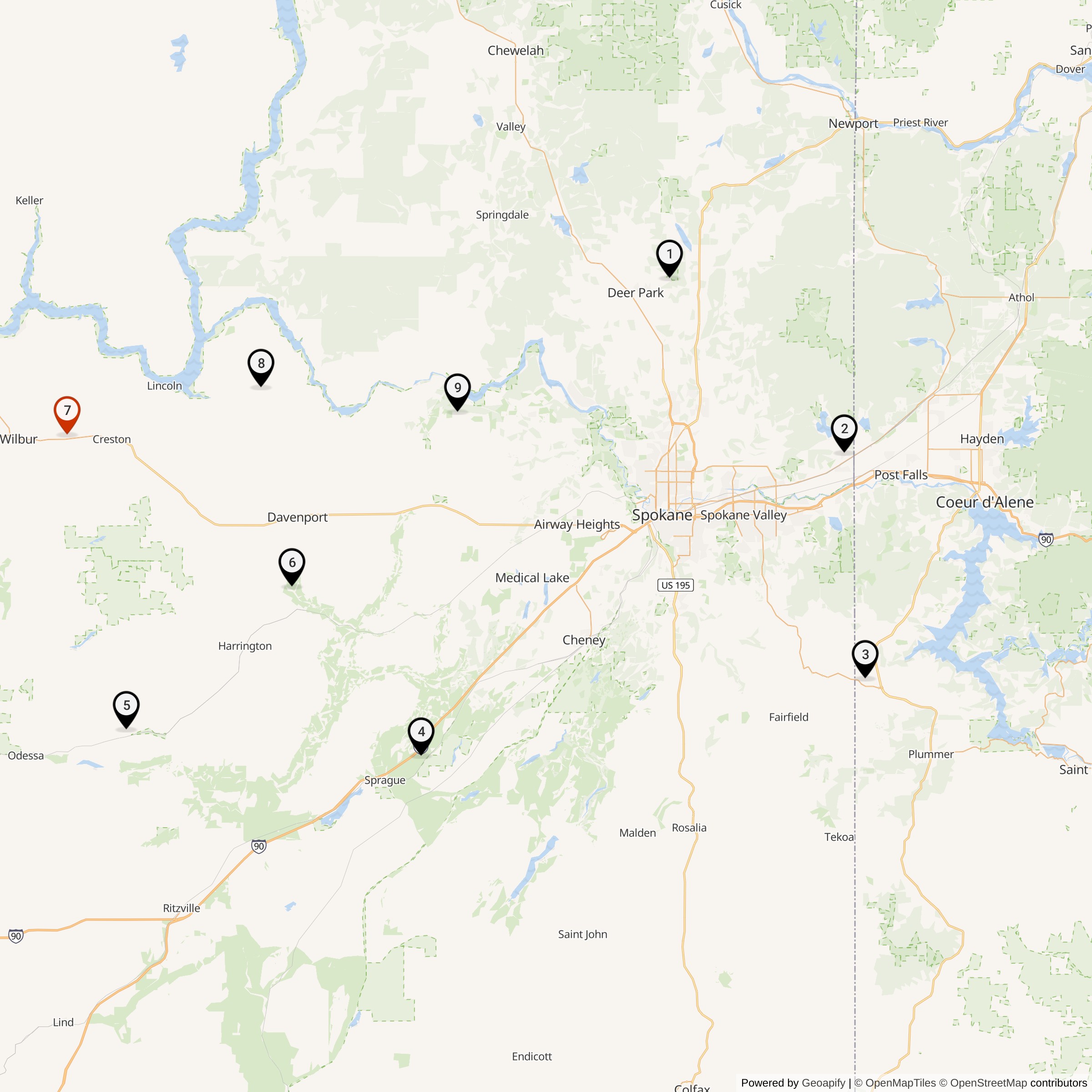Map Showing 567th Strategic Missile Squadron Atlas E Missile Silo Locations