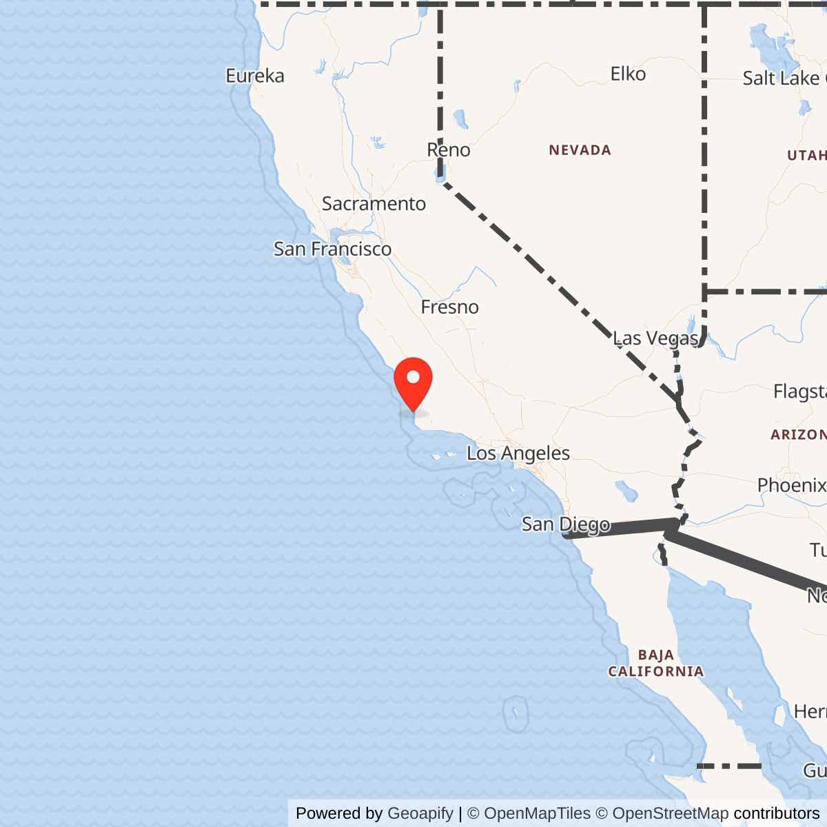 Map showing location of Atlas D Site 576-A, California