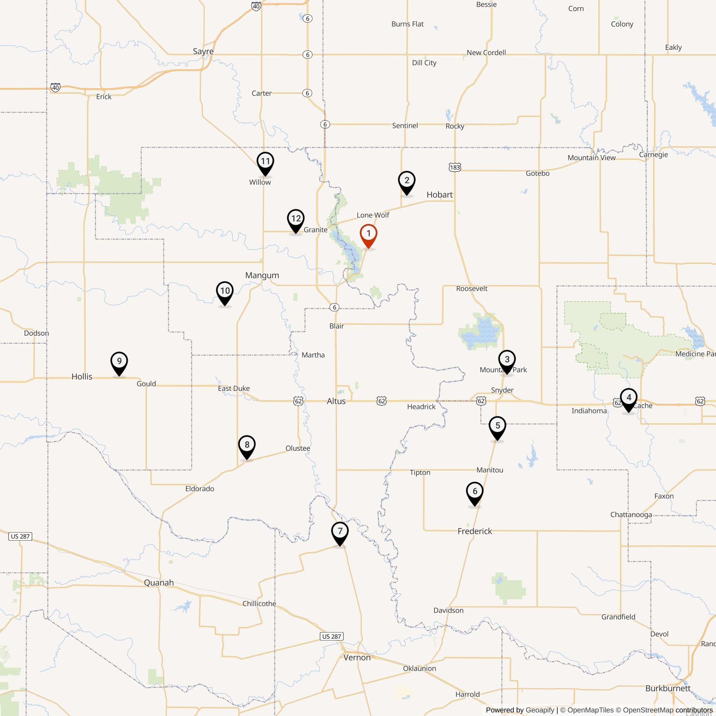 Map Showing 577th Strategic Missile Squadron Atlas F Missile Silo Locations