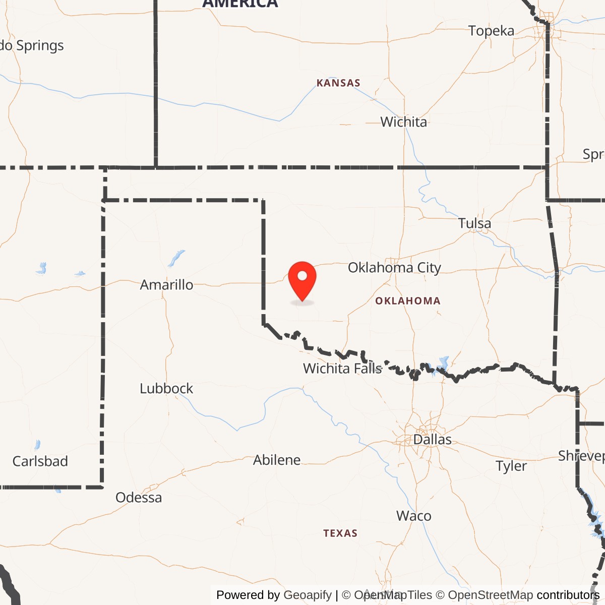 Map showing location of Atlas F Site 577-1, Oklahoma