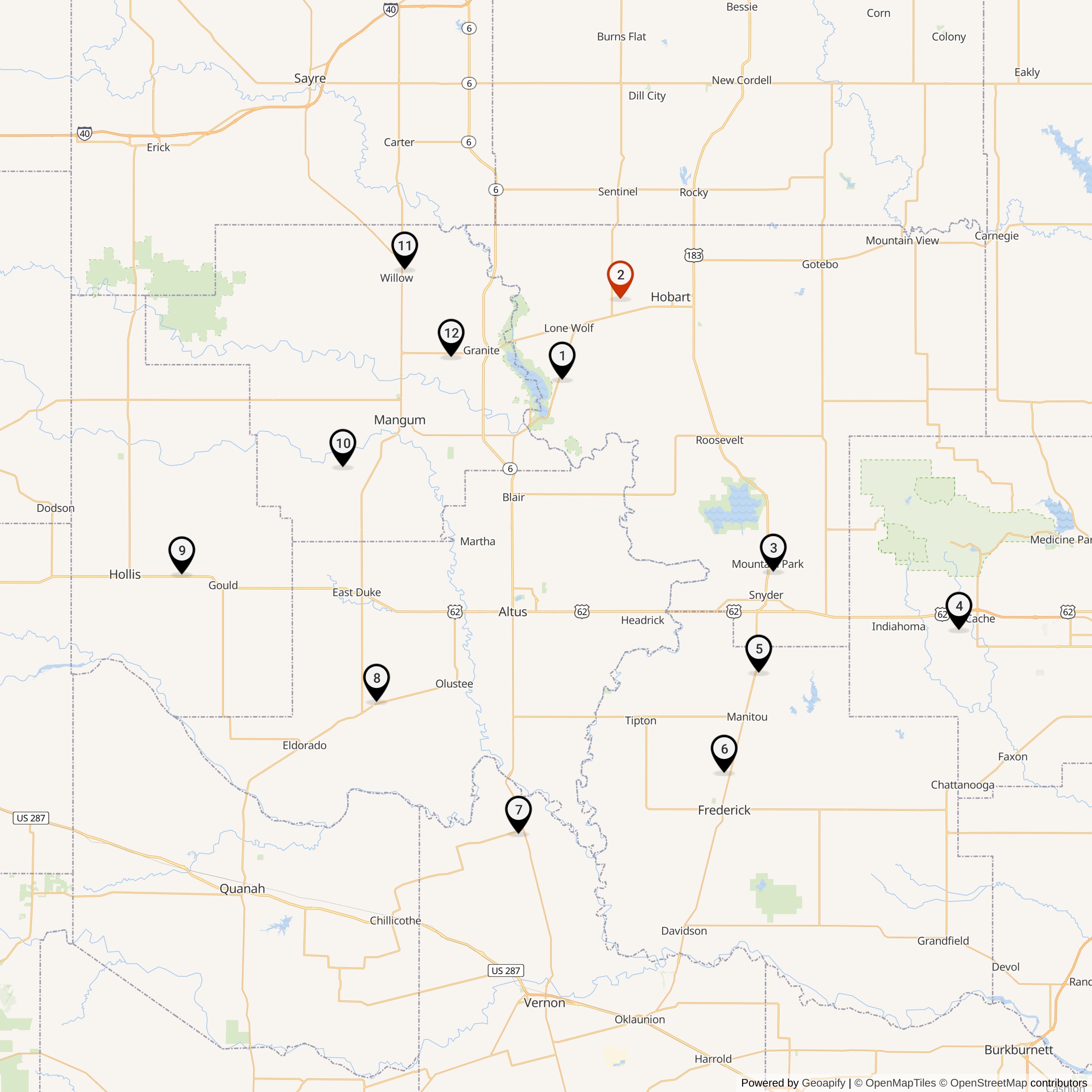 Map Showing 577th Strategic Missile Squadron Atlas F Missile Silo Locations