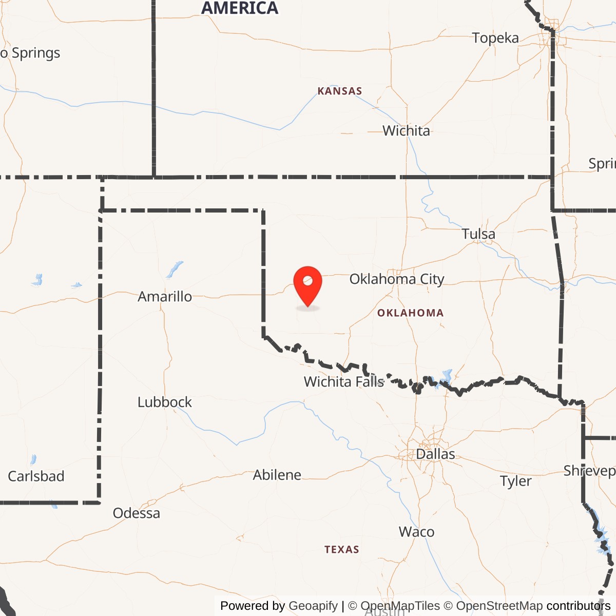 Map showing location of Atlas F Site 577-2, Oklahoma