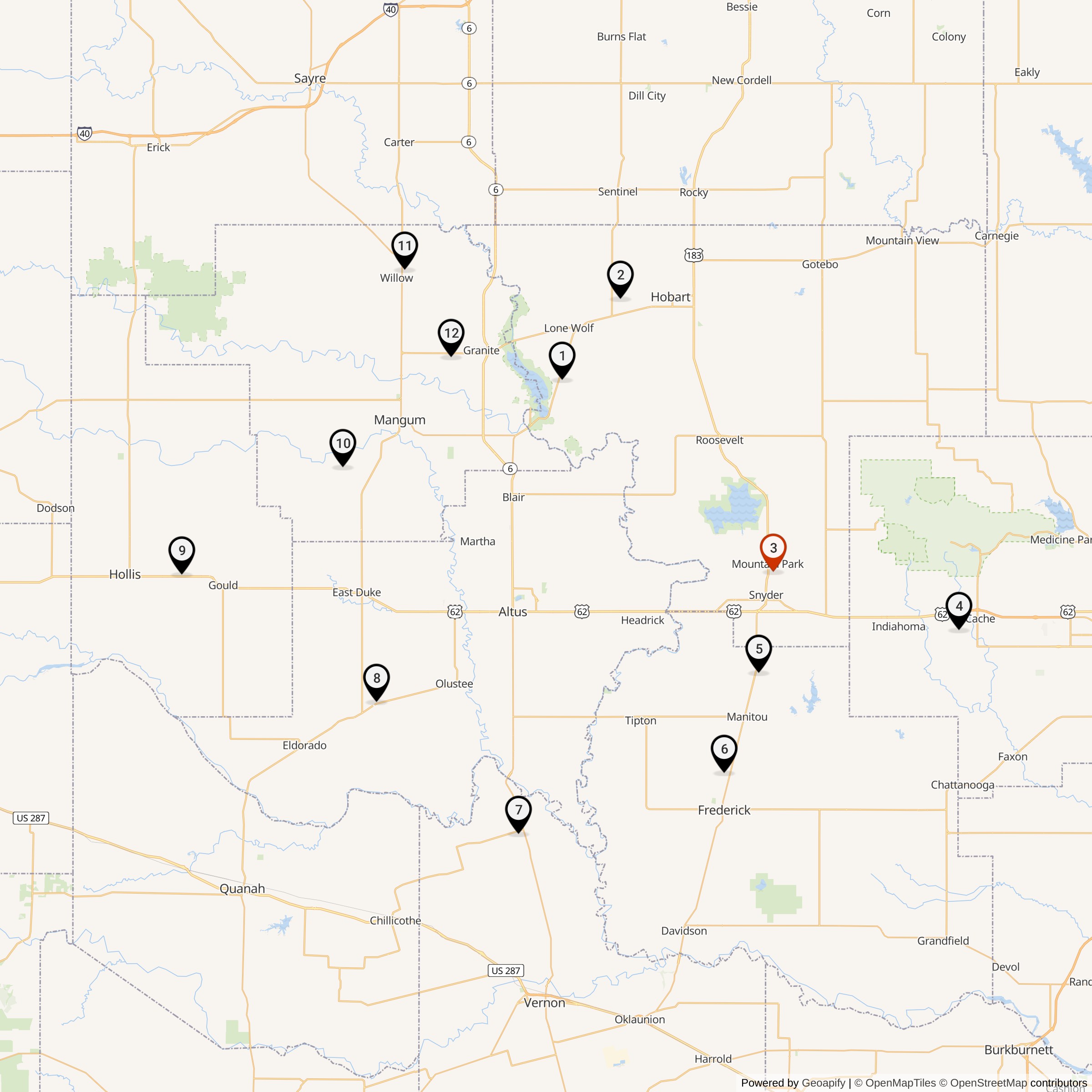 Map Showing 577th Strategic Missile Squadron Atlas F Missile Silo Locations