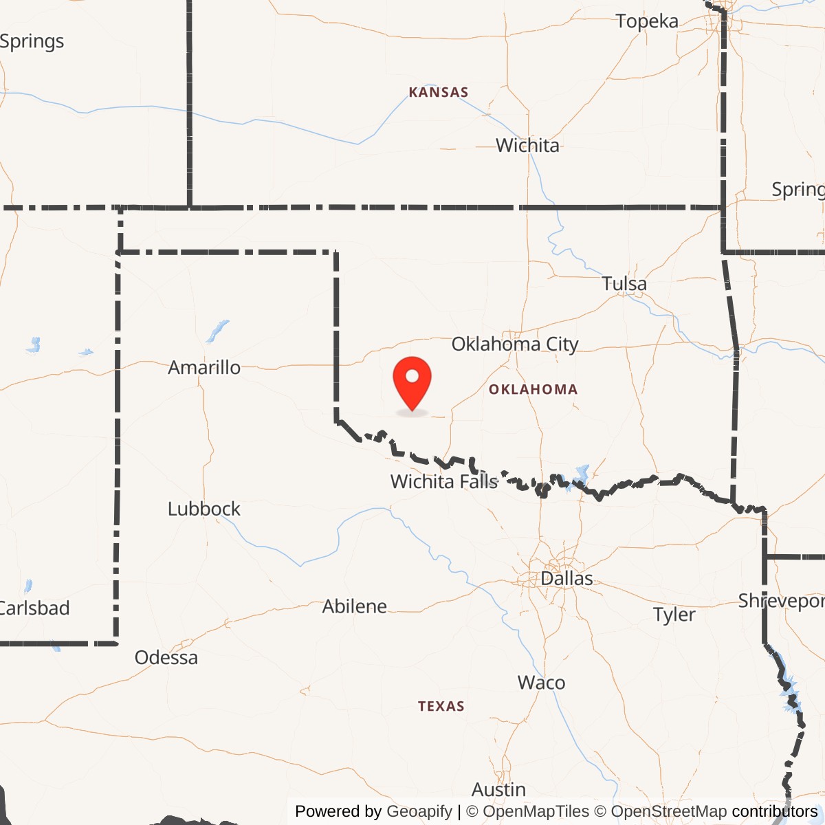 Map showing location of Atlas F Site 577-3, Oklahoma