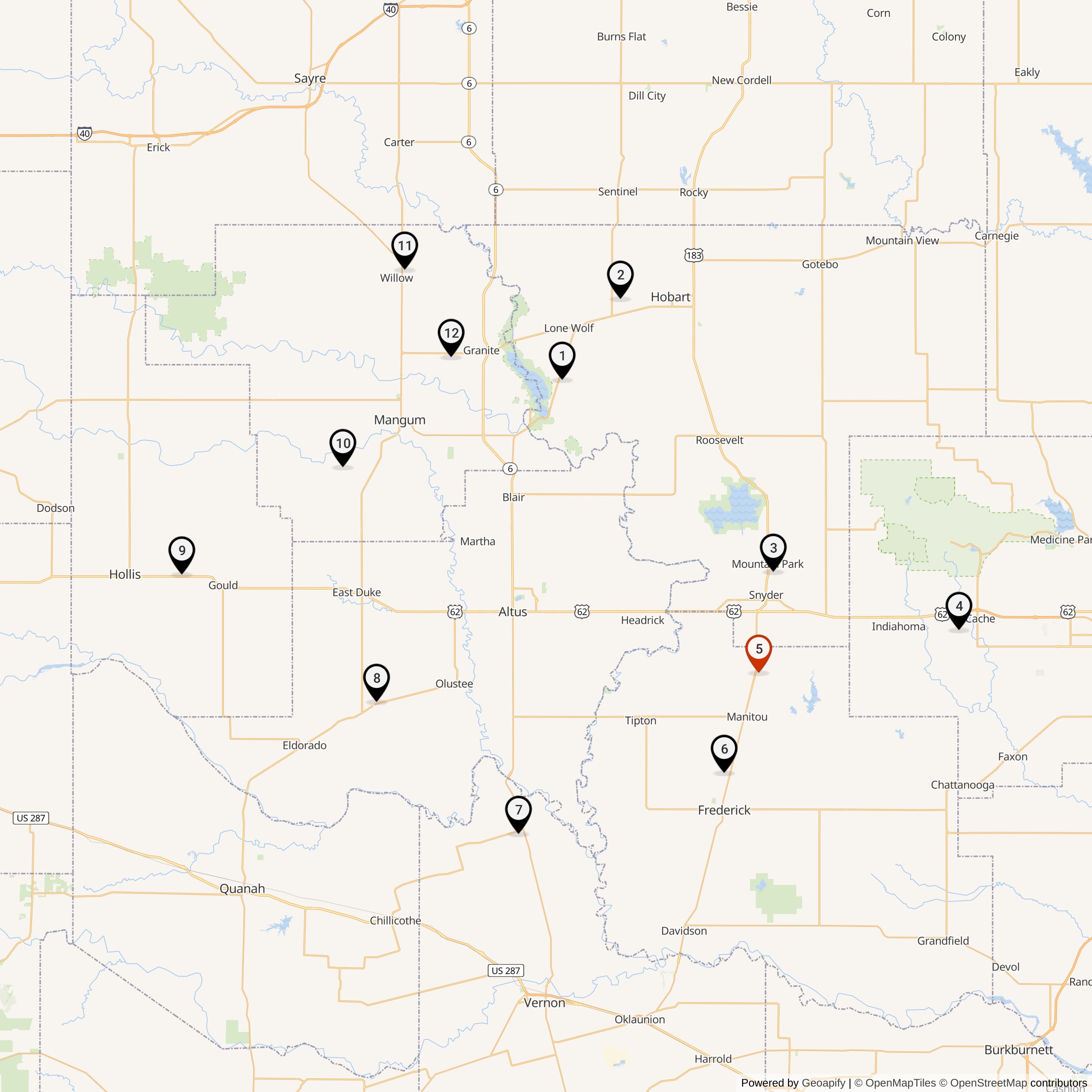 Map Showing 577th Strategic Missile Squadron Atlas F Missile Silo Locations