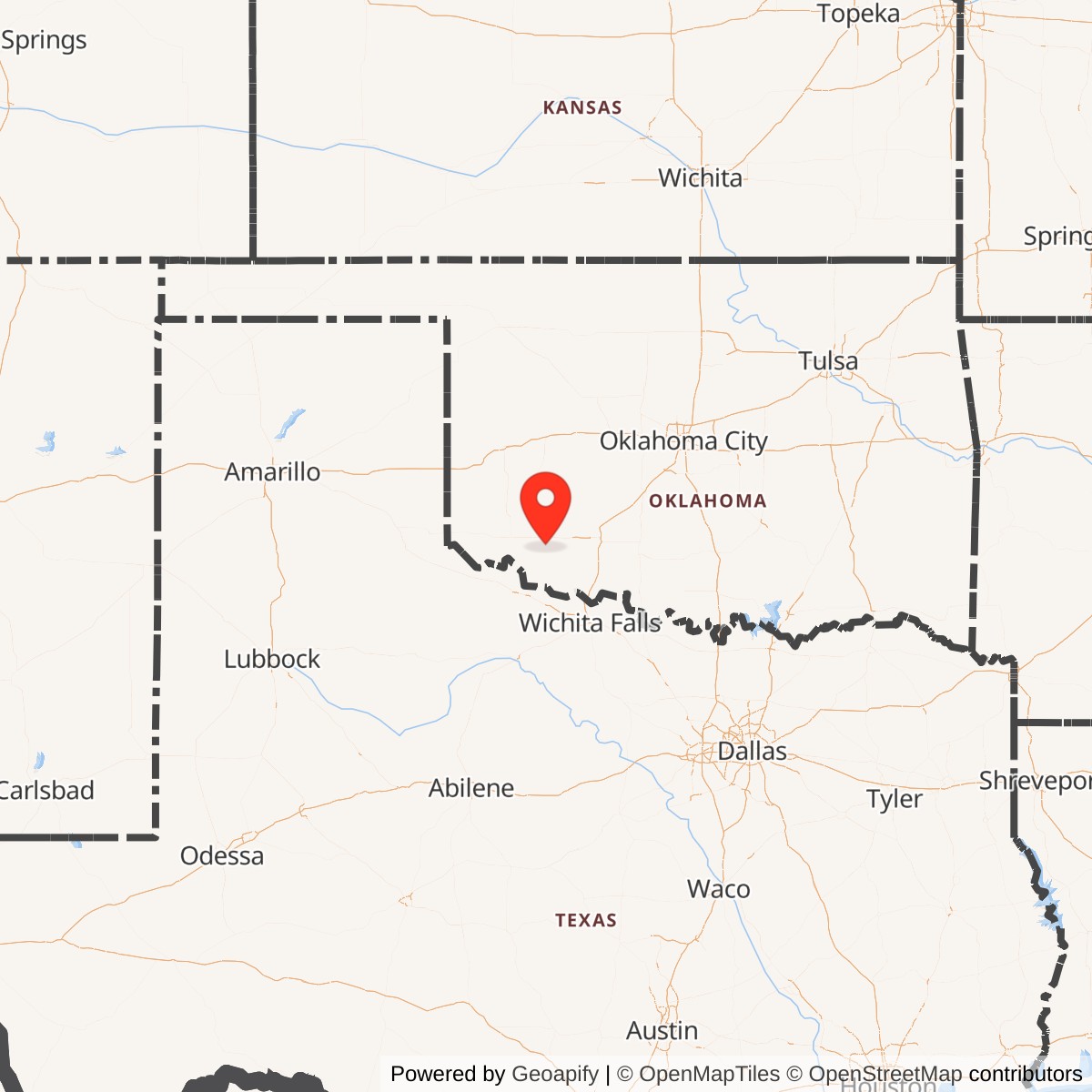 Map showing location of Atlas F Site 577-5, Oklahoma
