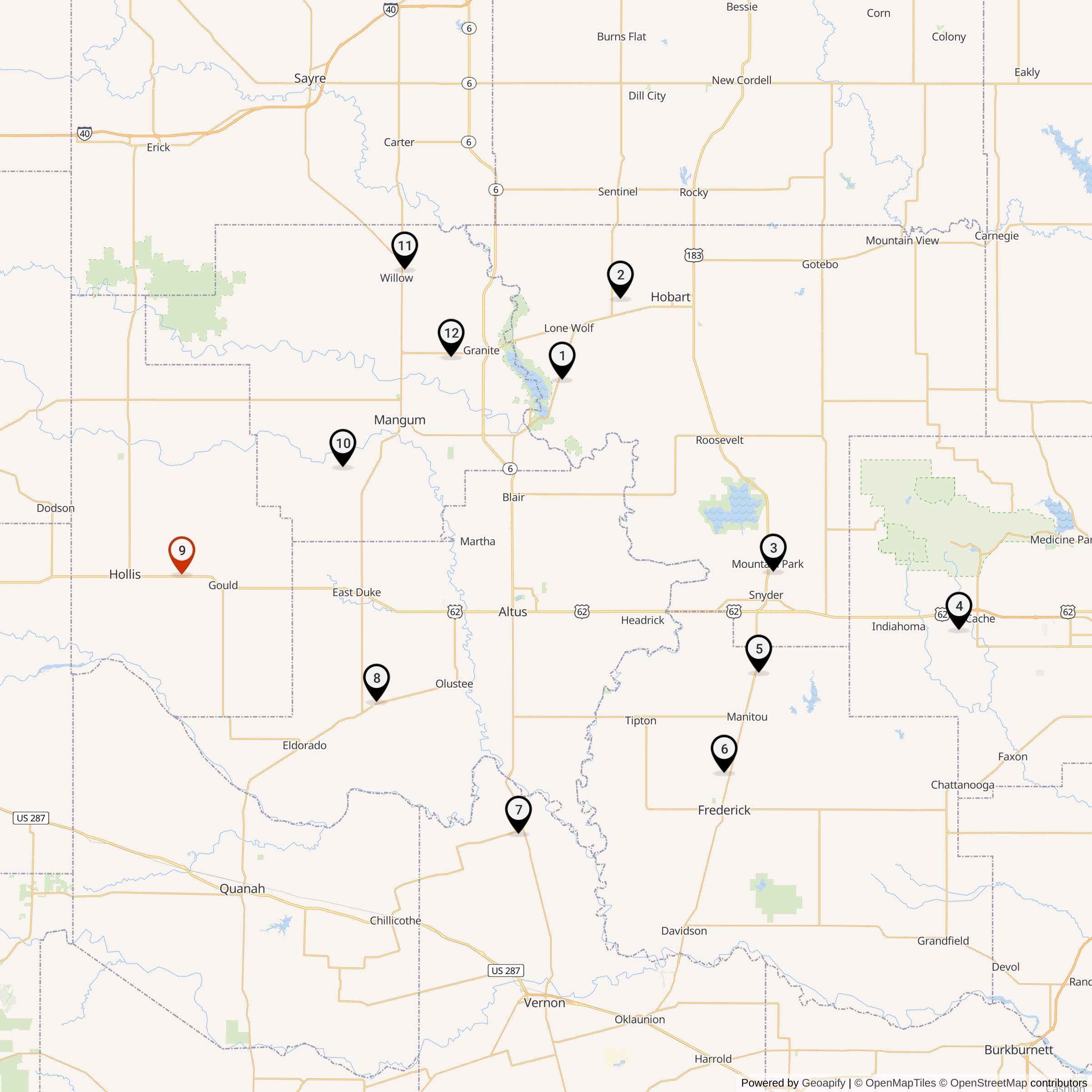 Map Showing 577th Strategic Missile Squadron Atlas F Missile Silo Locations