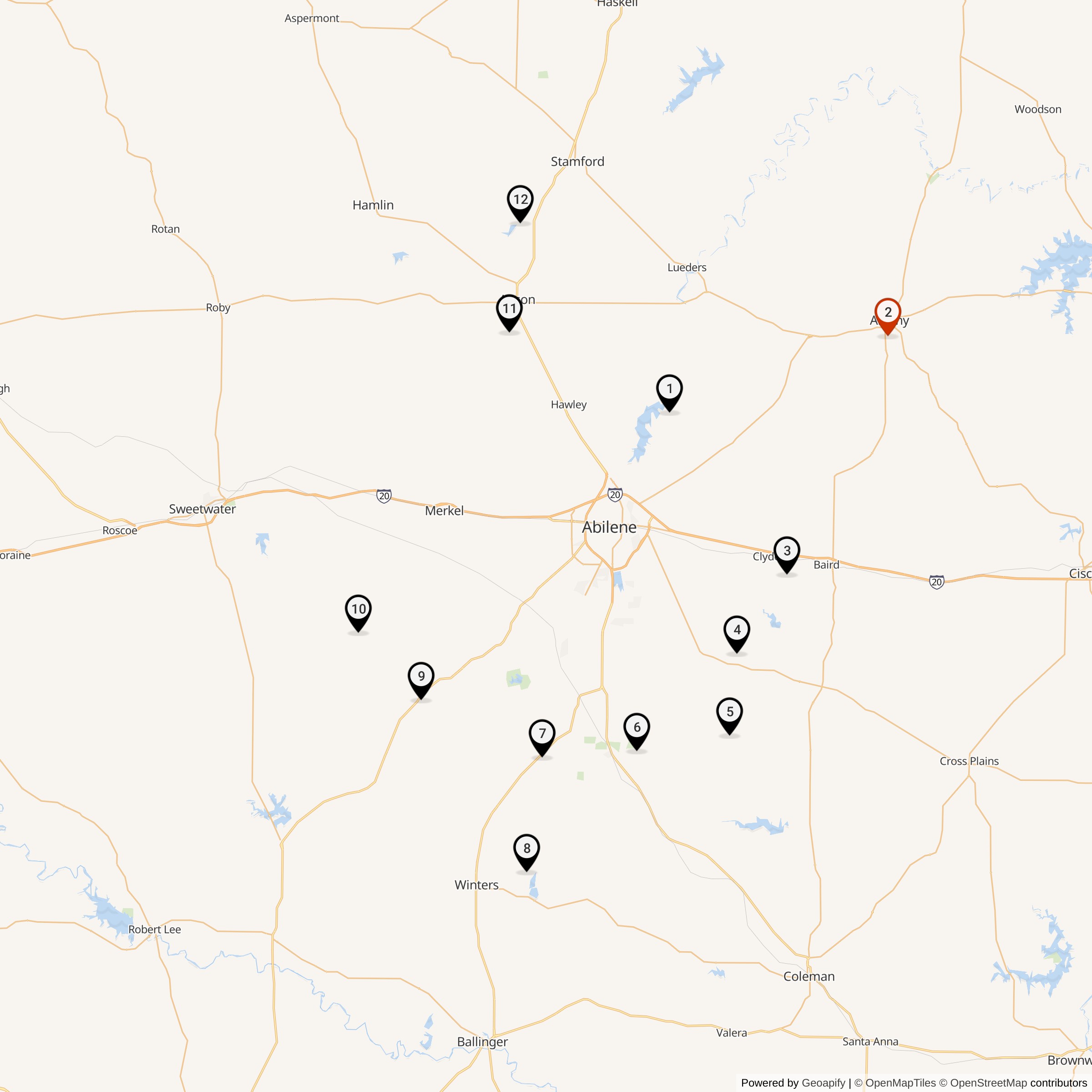 Map Showing 578th Strategic Missile Squadron Atlas F Missile Silo Locations