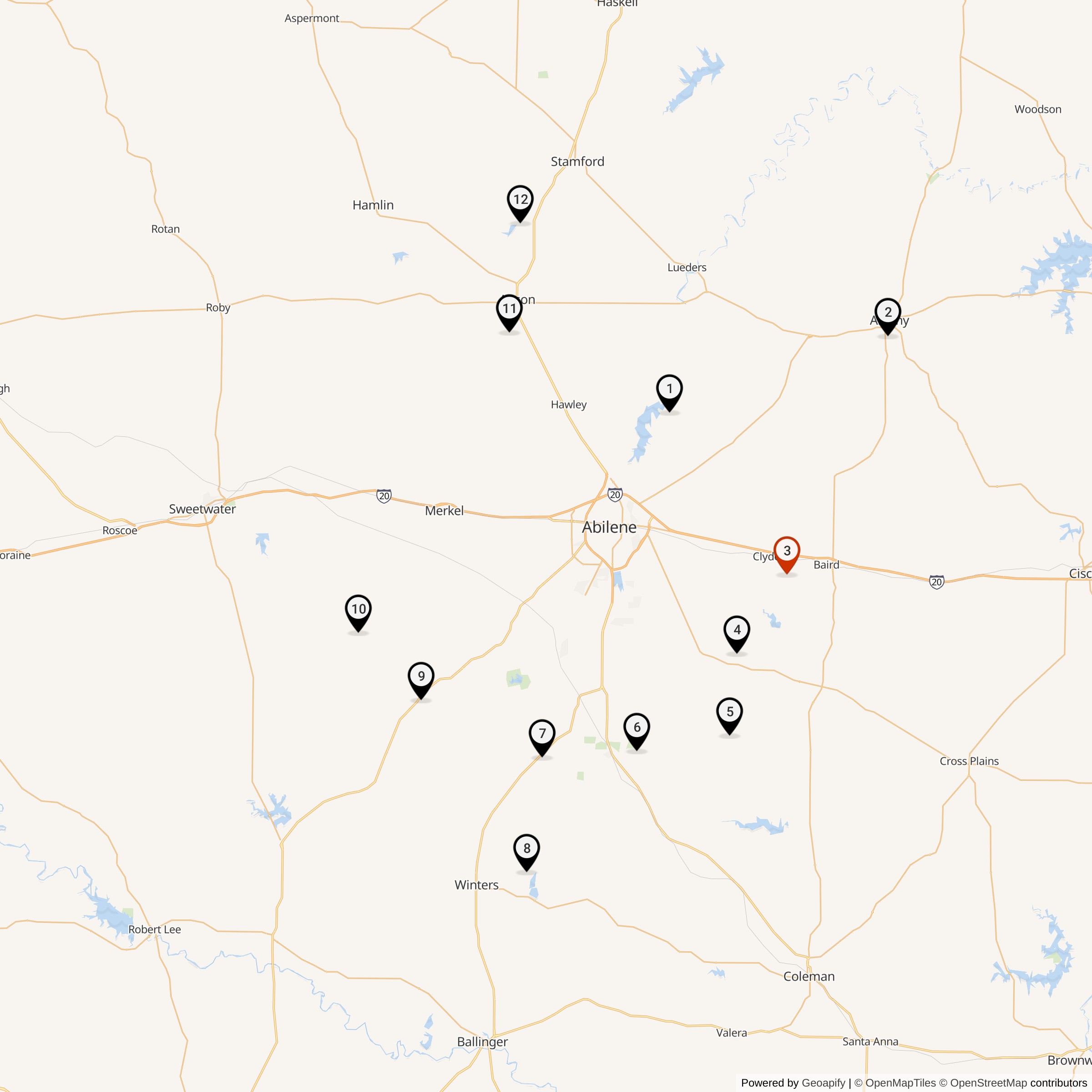 Map Showing 578th Strategic Missile Squadron Atlas F Missile Silo Locations