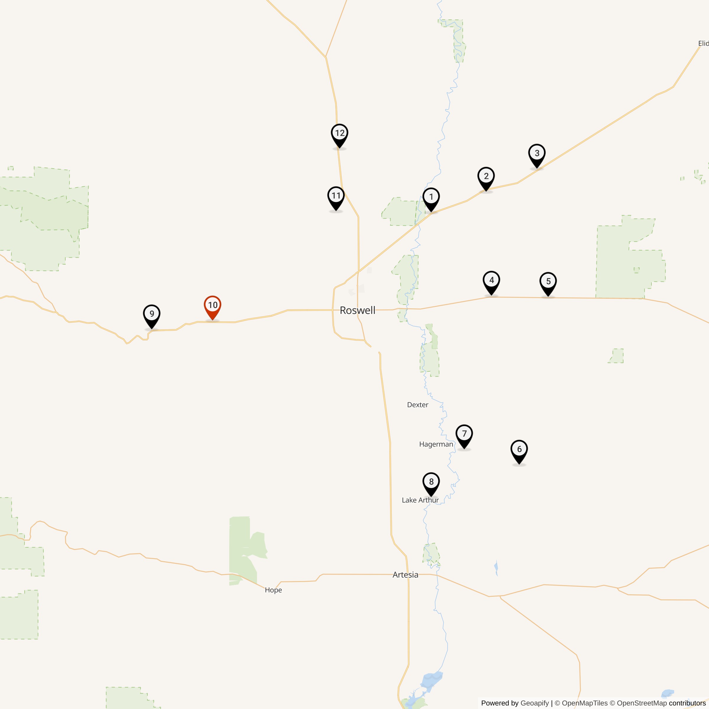 Map Showing 579th Strategic Missile Squadron Atlas F Missile Silo Locations