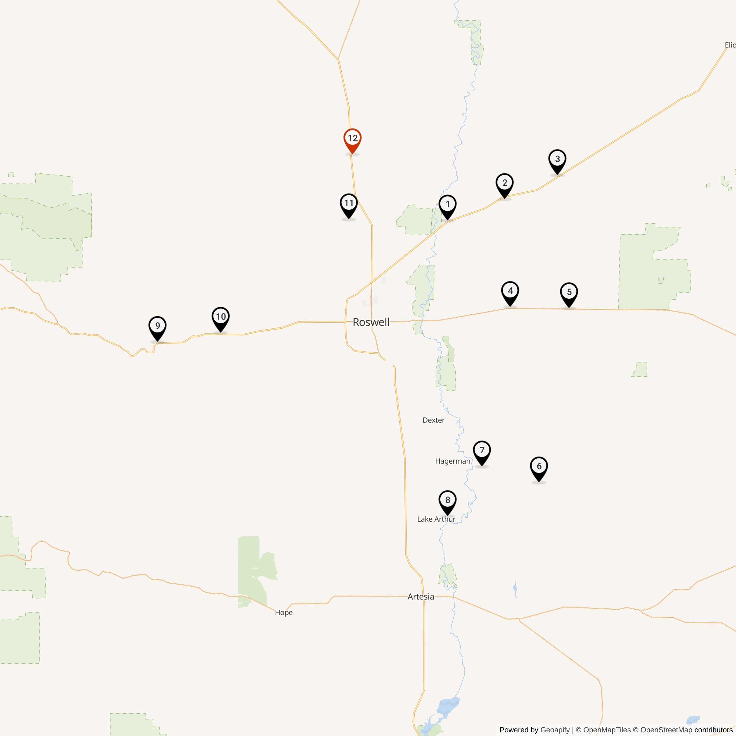 Map Showing 579th Strategic Missile Squadron Atlas F Missile Silo Locations