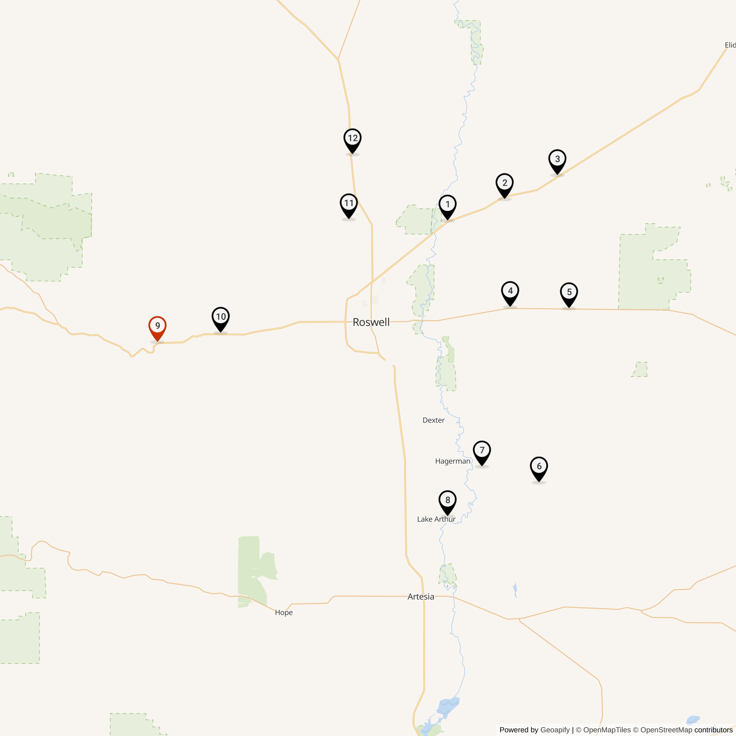 Map Showing 579th Strategic Missile Squadron Atlas F Missile Silo Locations