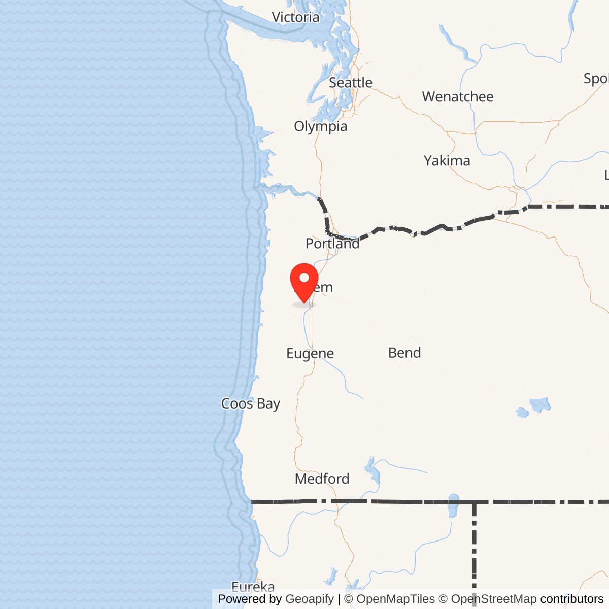 Map showing location of Camp Adair BOMARC Missile Launch Facility, Oregon
