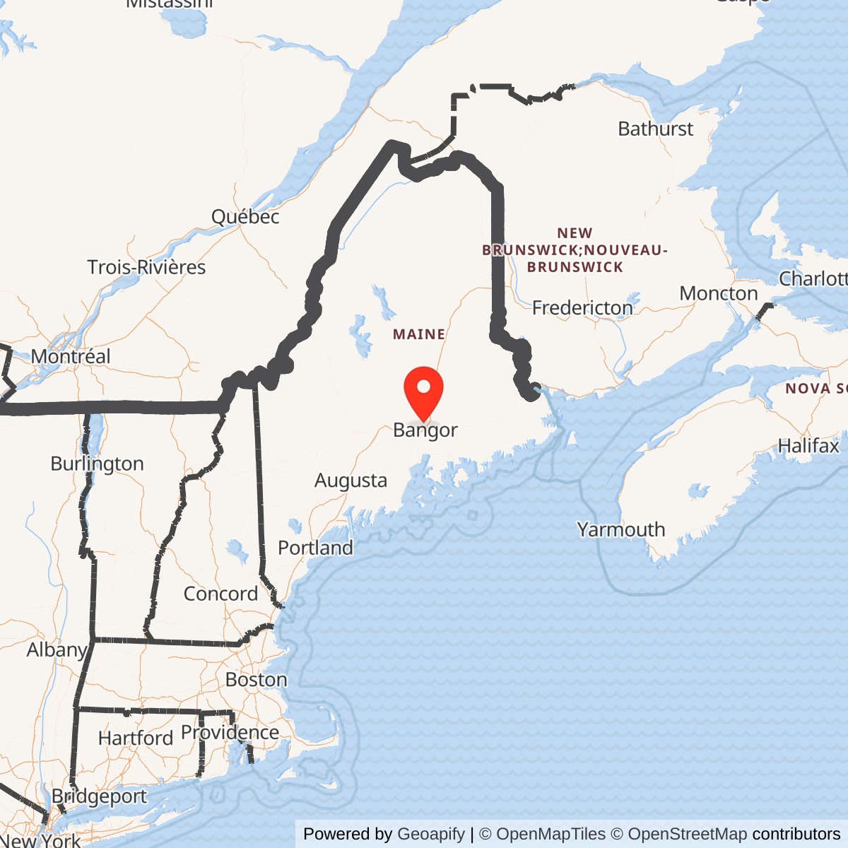Map showing location of Dow Air Force Base BOMARC Missile Launch Facility, Maine
