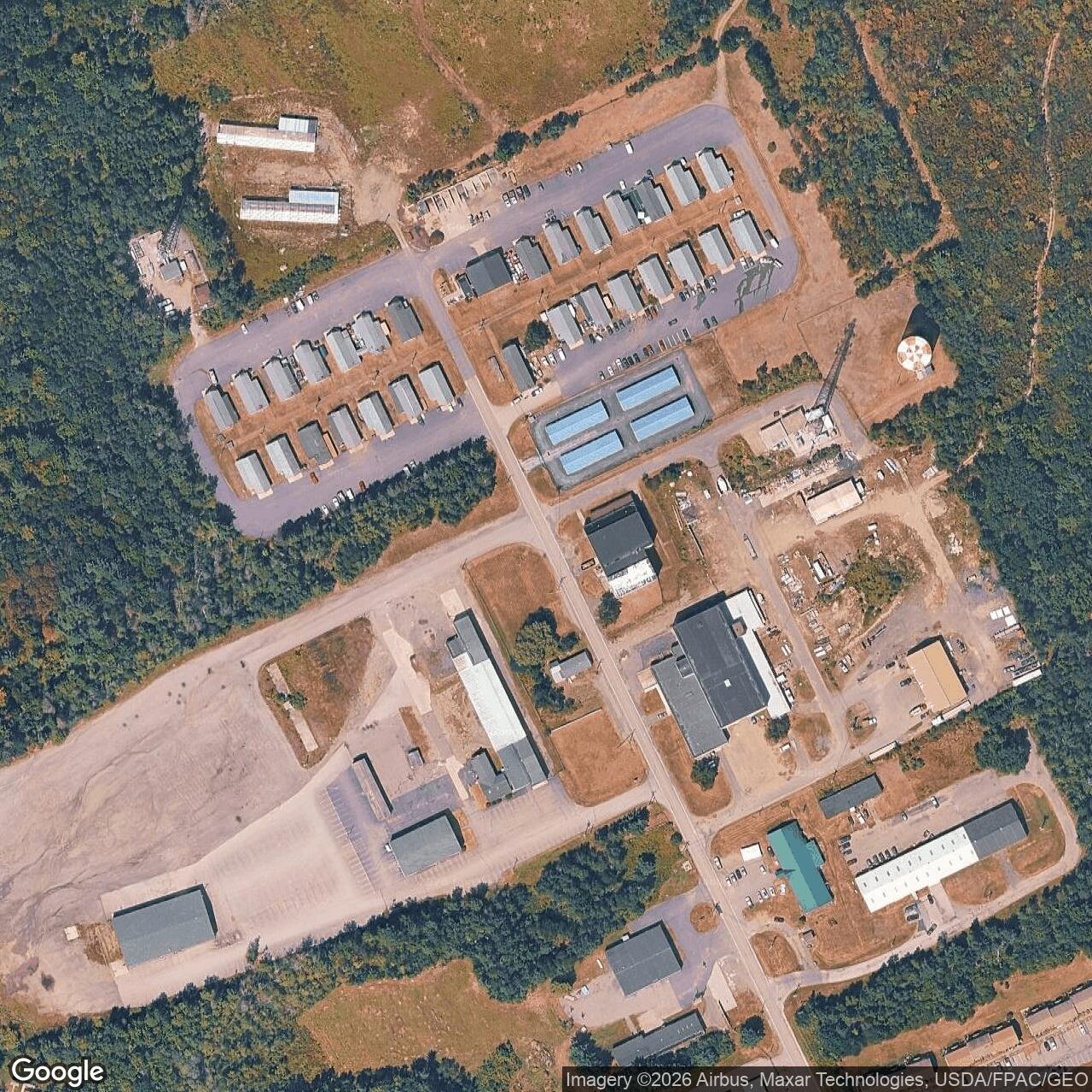 Current Google Satellite Image of Dow Air Force Base BOMARC Missile Launch Facility, Maine