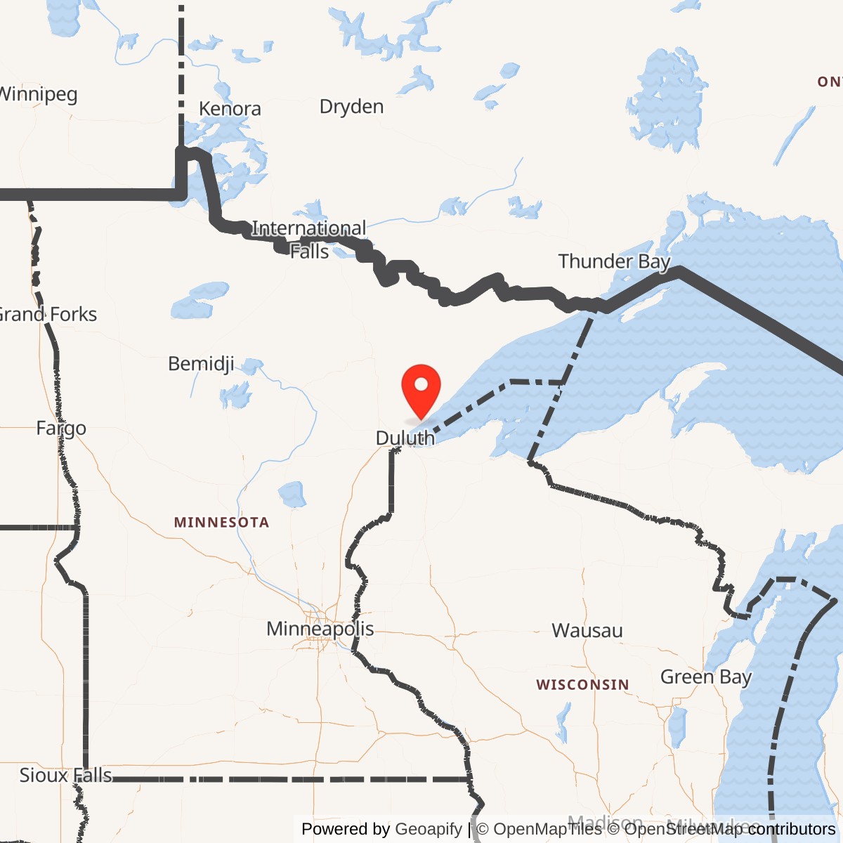 Map showing location of Duluth BOMARC Missile Site / French River Missile Site, Minnesota