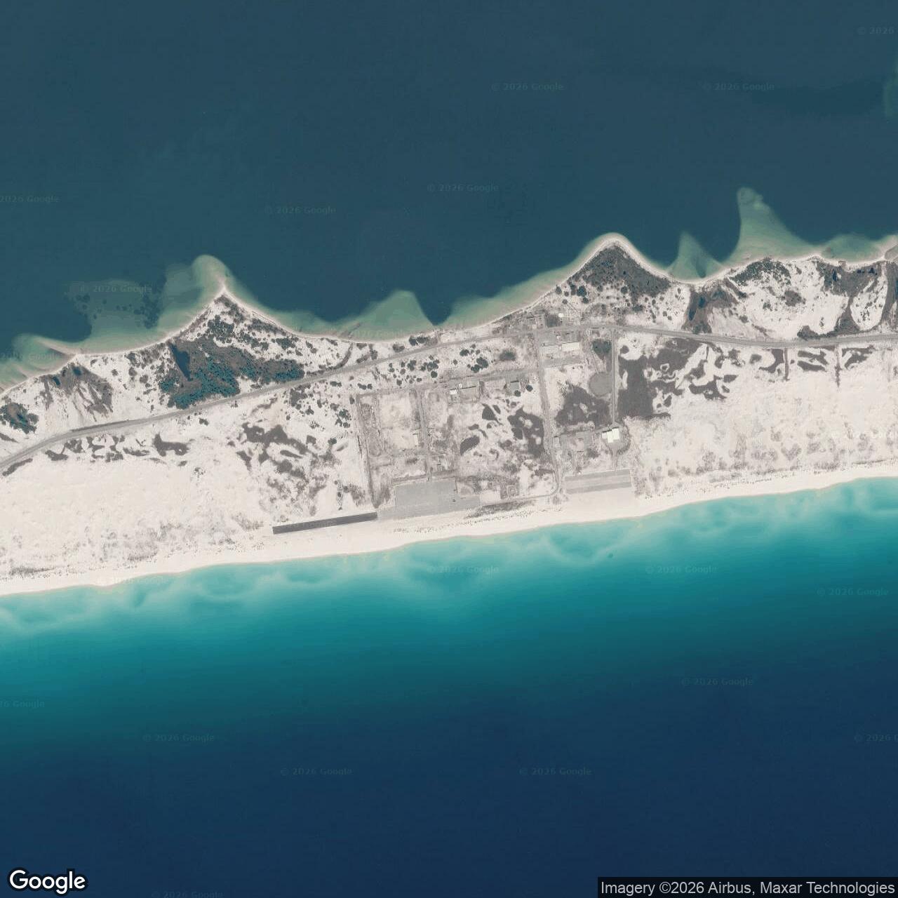 Current Google Satellite Image of Hurlburt Field BOMARC Missile Test Launch Facility / Santa Rosa Island Test Site, Florida