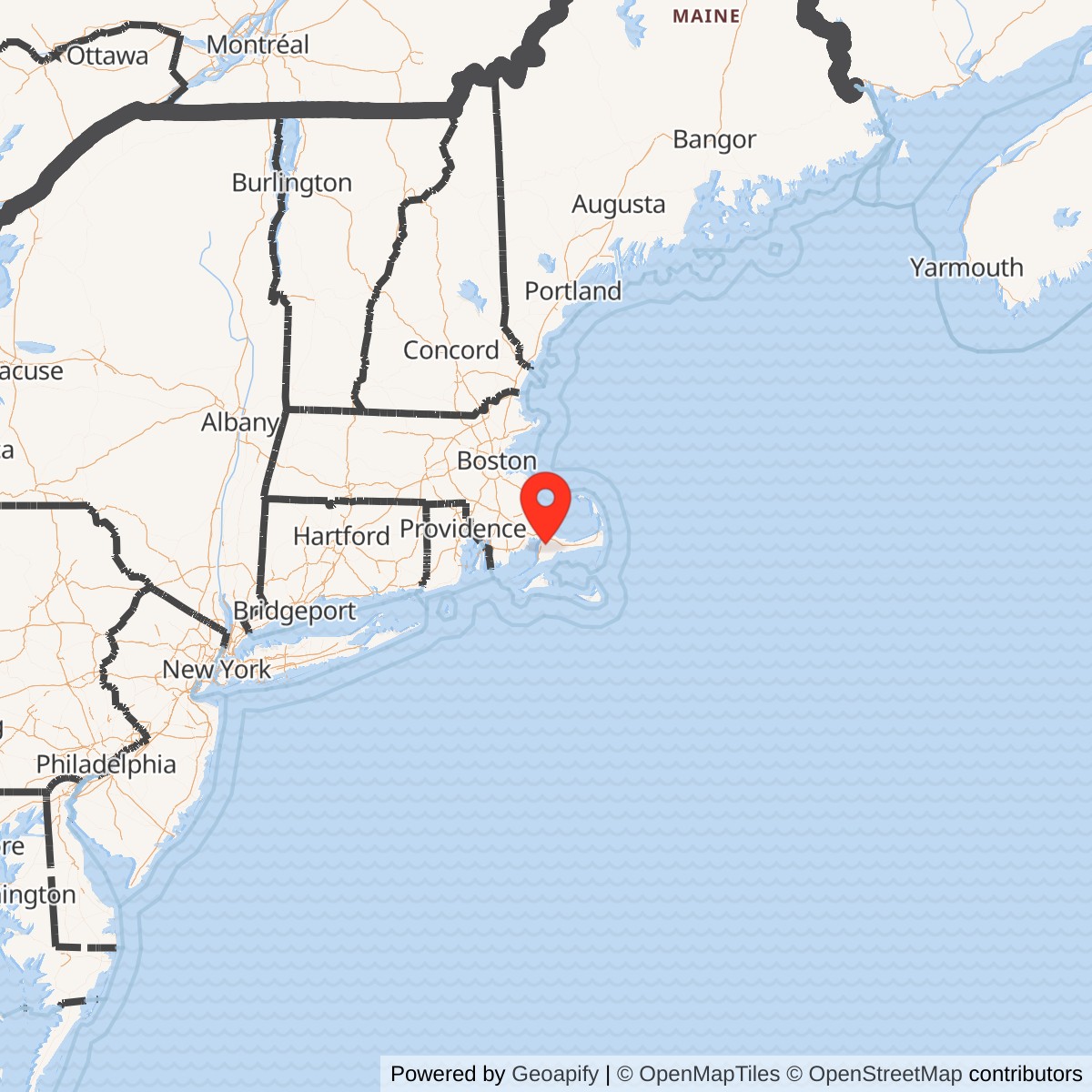 Map showing location of Otis AFB BOMARC Missile Launch Facility, Massachusetts