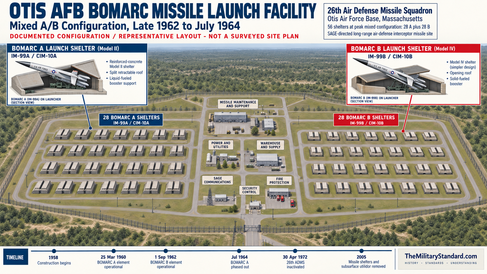 Graphic showing Configuration and Layout of Otis AFB BOMARC Site