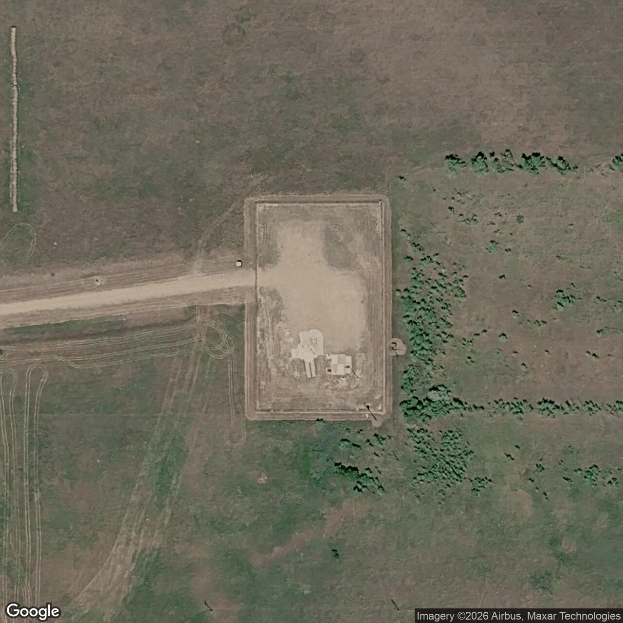 Current Google Satellite Image of Minuteman Missile Silo Launch Facility A-02 Minot Air Force Base, North Dakota