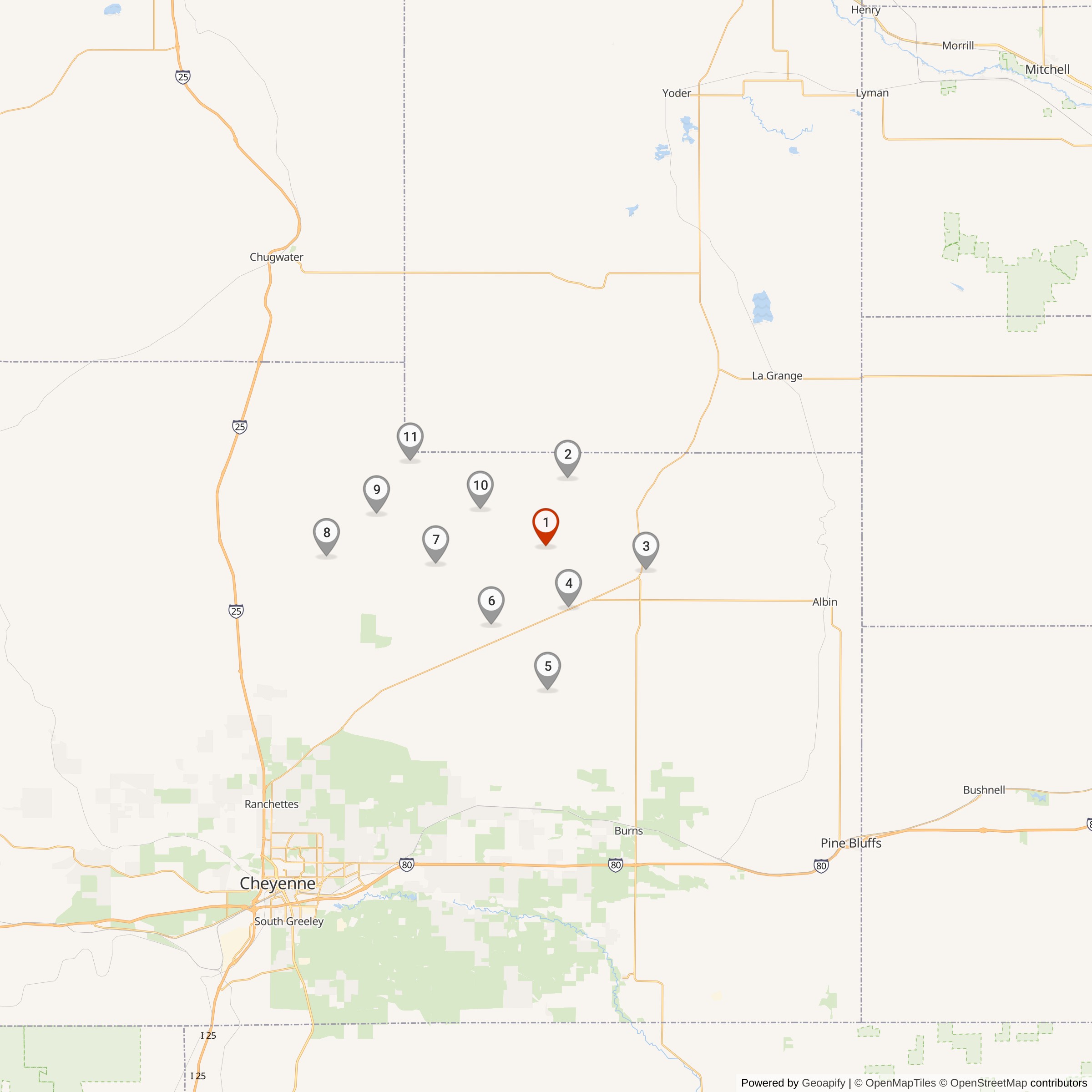 Map Showing Papa Flight Missile Silos & MAF Locations