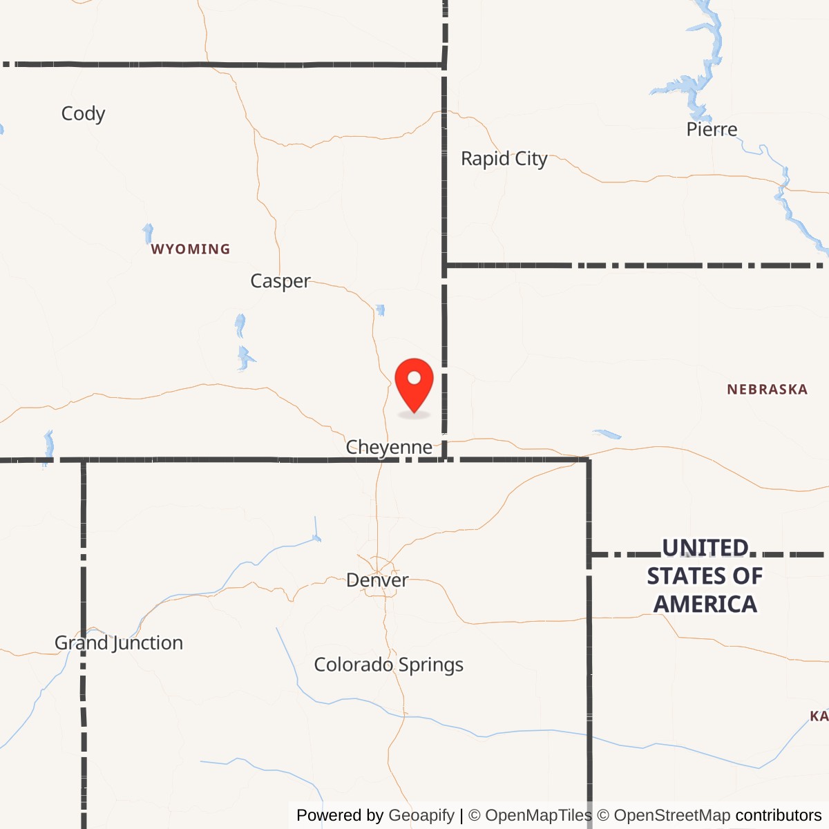 Map showing location of Minuteman Missile Alert Facility P-01, Wyoming
