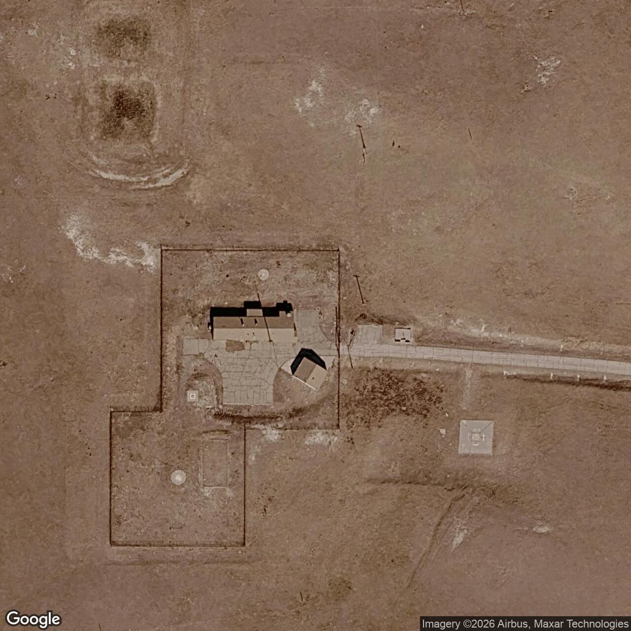 Current Google Satellite Image of Minuteman Missile Alert Facility P-01, Wyoming