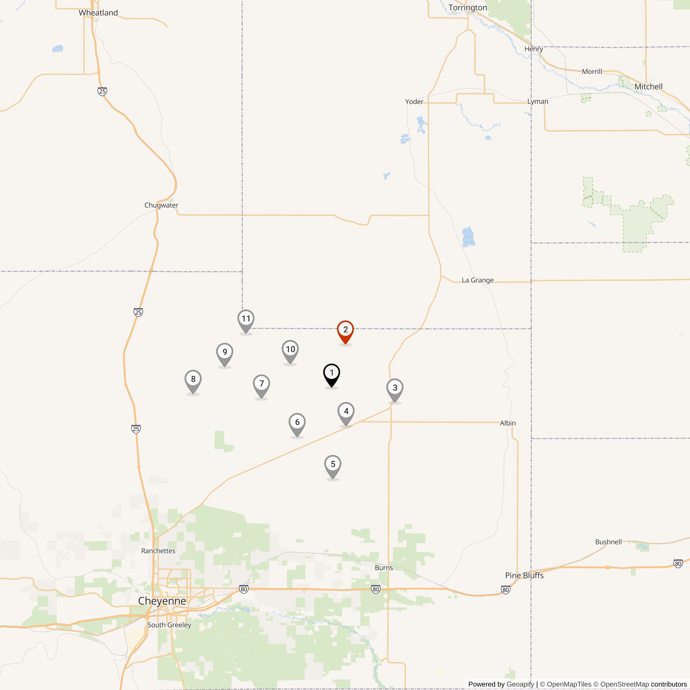 Map Showing Papa Flight Missile Silos & MAF Locations
