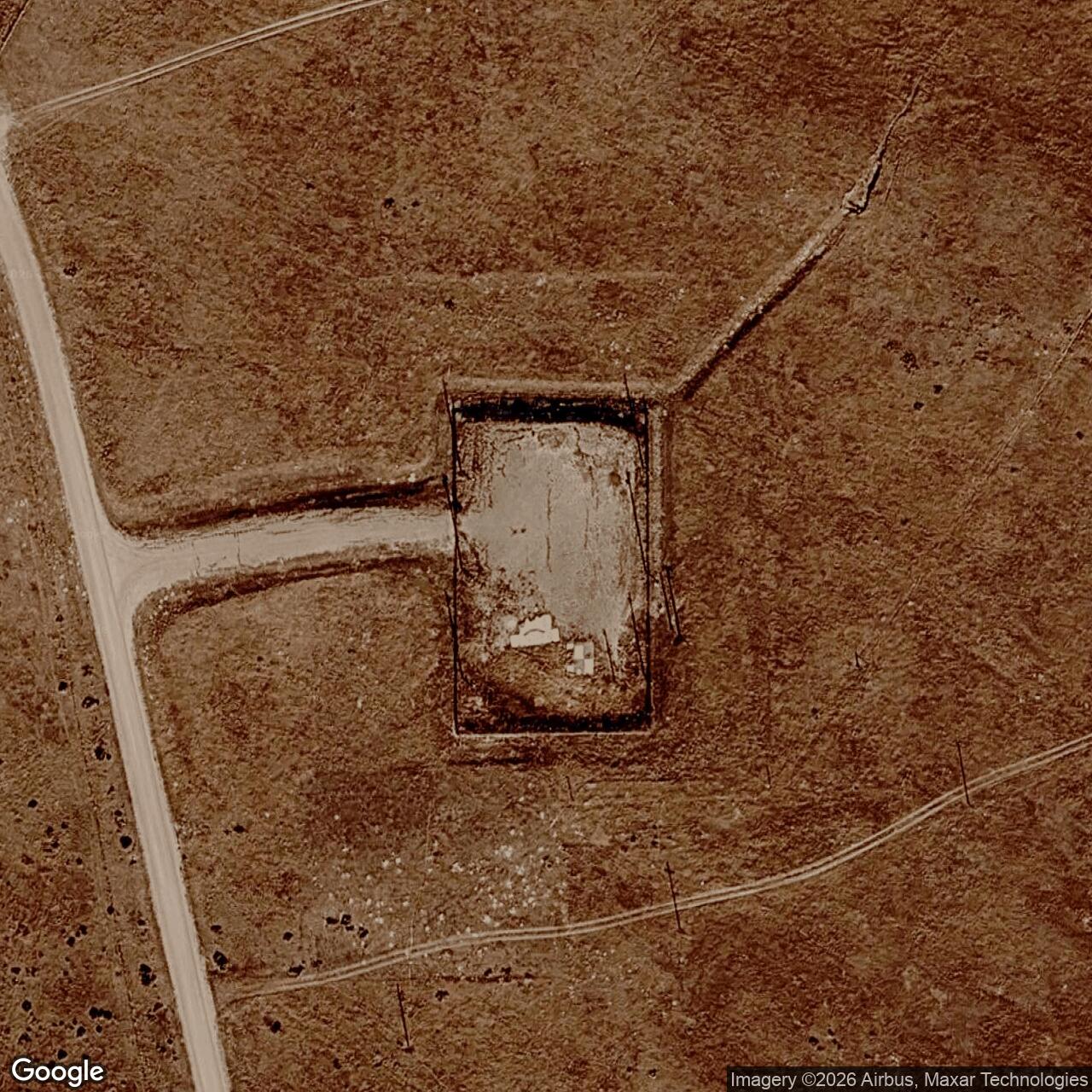 Current Google Satellite Image of Minuteman / Peacekeeper Launch Facility P-02, Wyoming