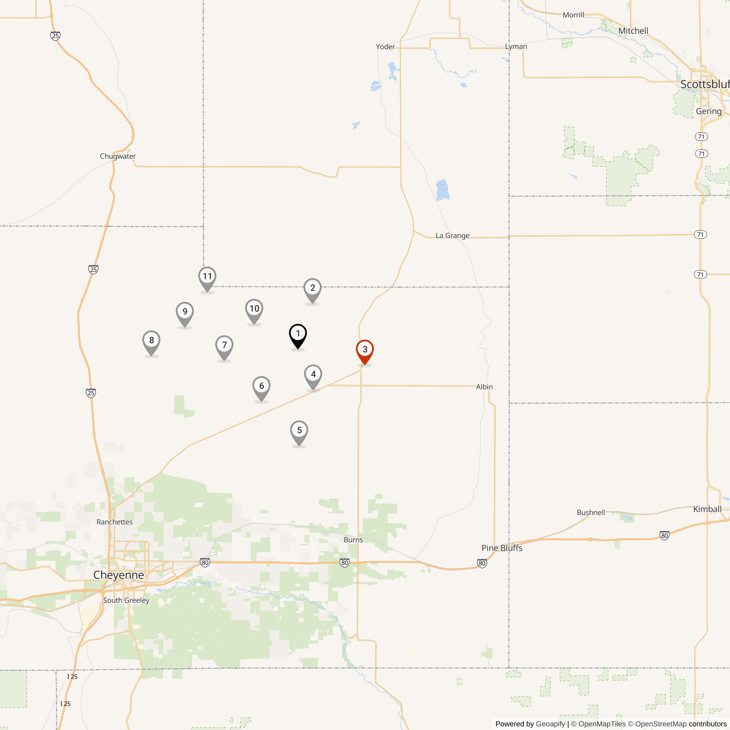 Map Showing Papa Flight Missile Silos & MAF Locations