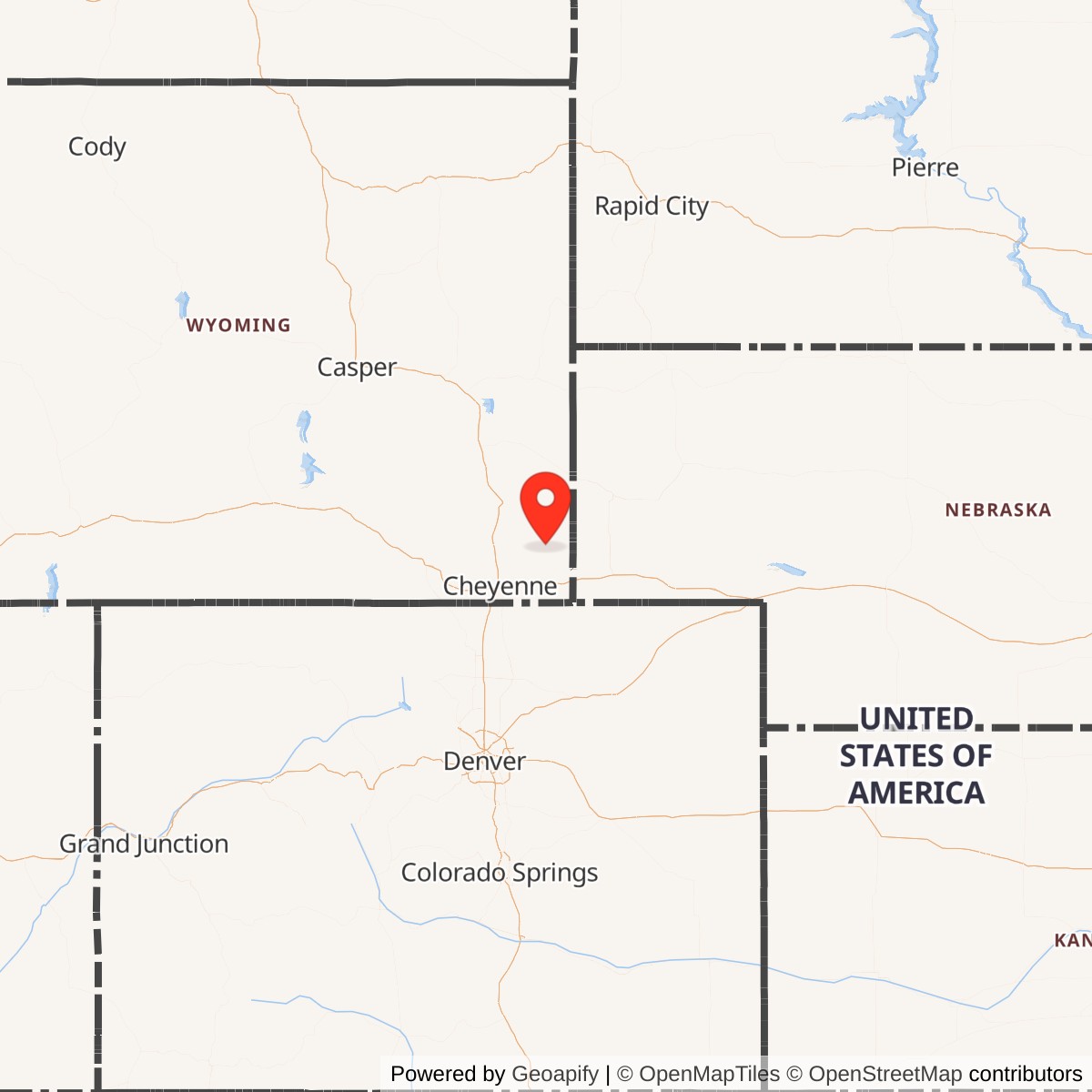 Map showing location of Minuteman / Peacekeeper Launch Facility P-03, Wyoming
