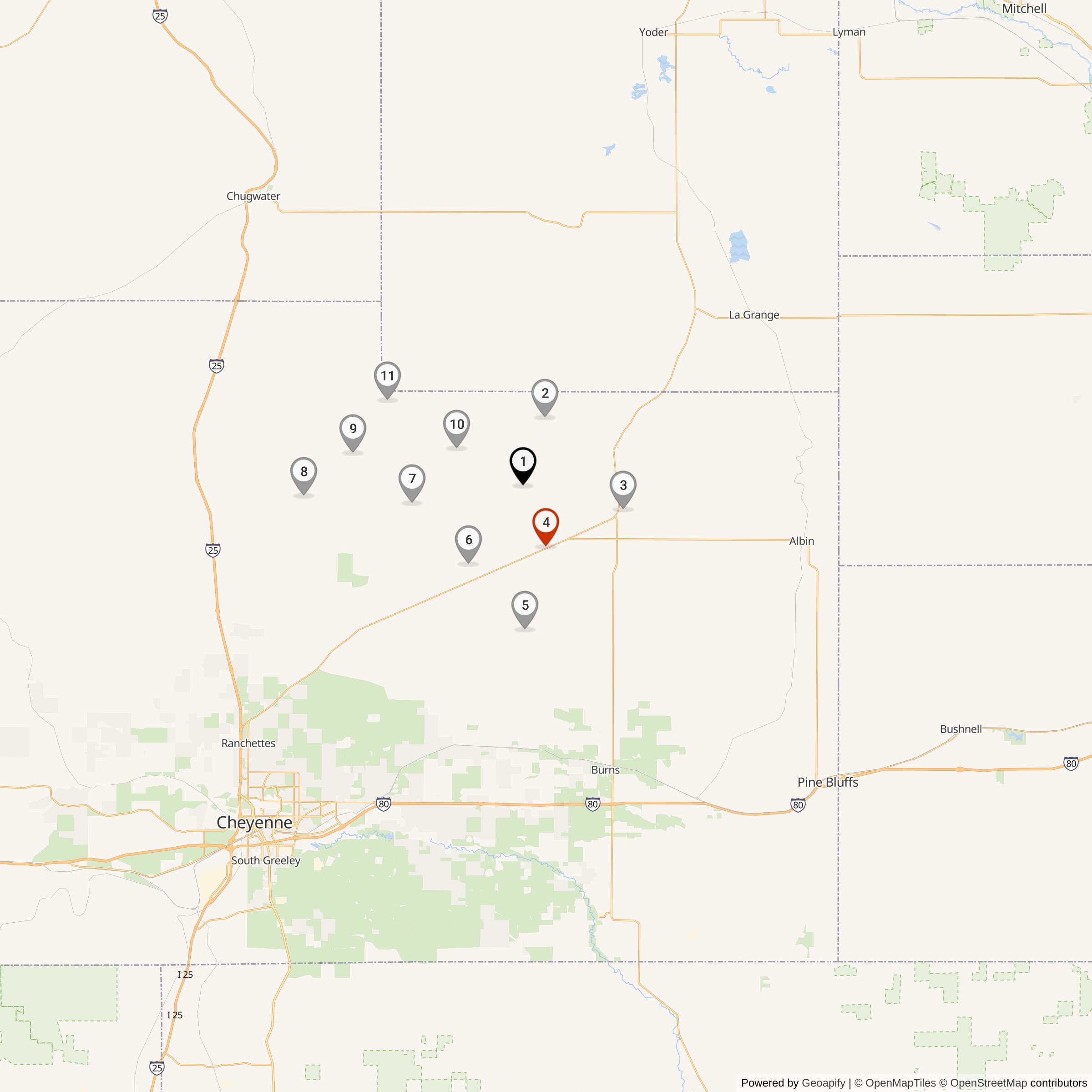 Map Showing Papa Flight Missile Silos & MAF Locations