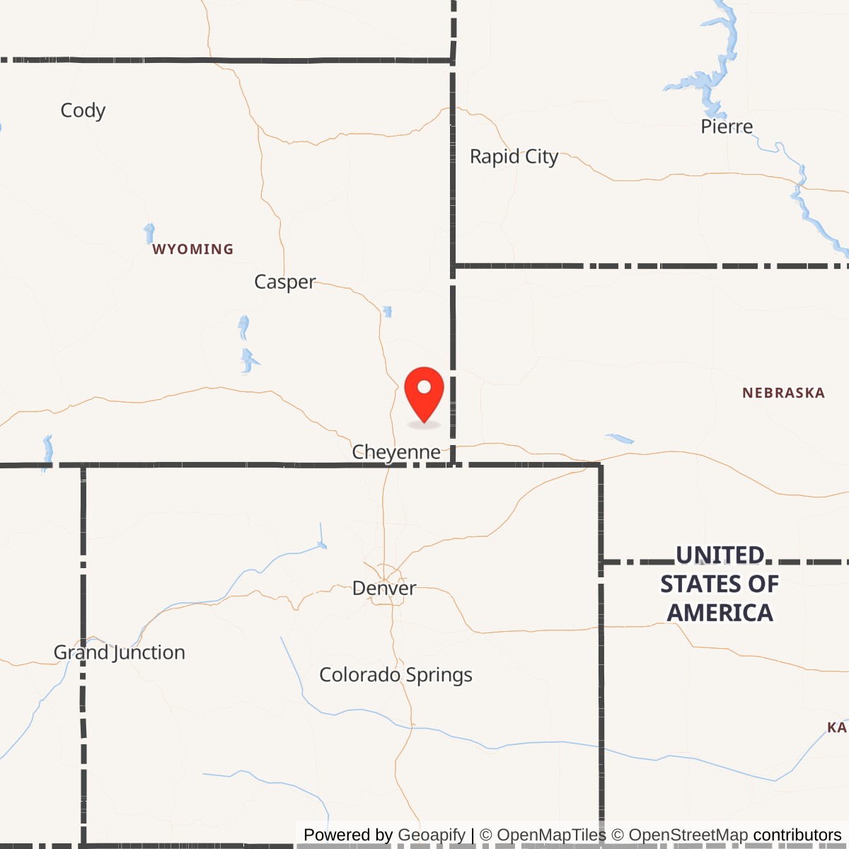 Map showing location of Minuteman / Peacekeeper Launch Facility P-04, Wyoming
