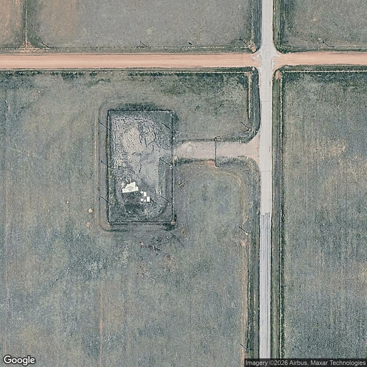 Current Google Satellite Image of Minuteman / Peacekeeper Launch Facility P-05, Wyoming