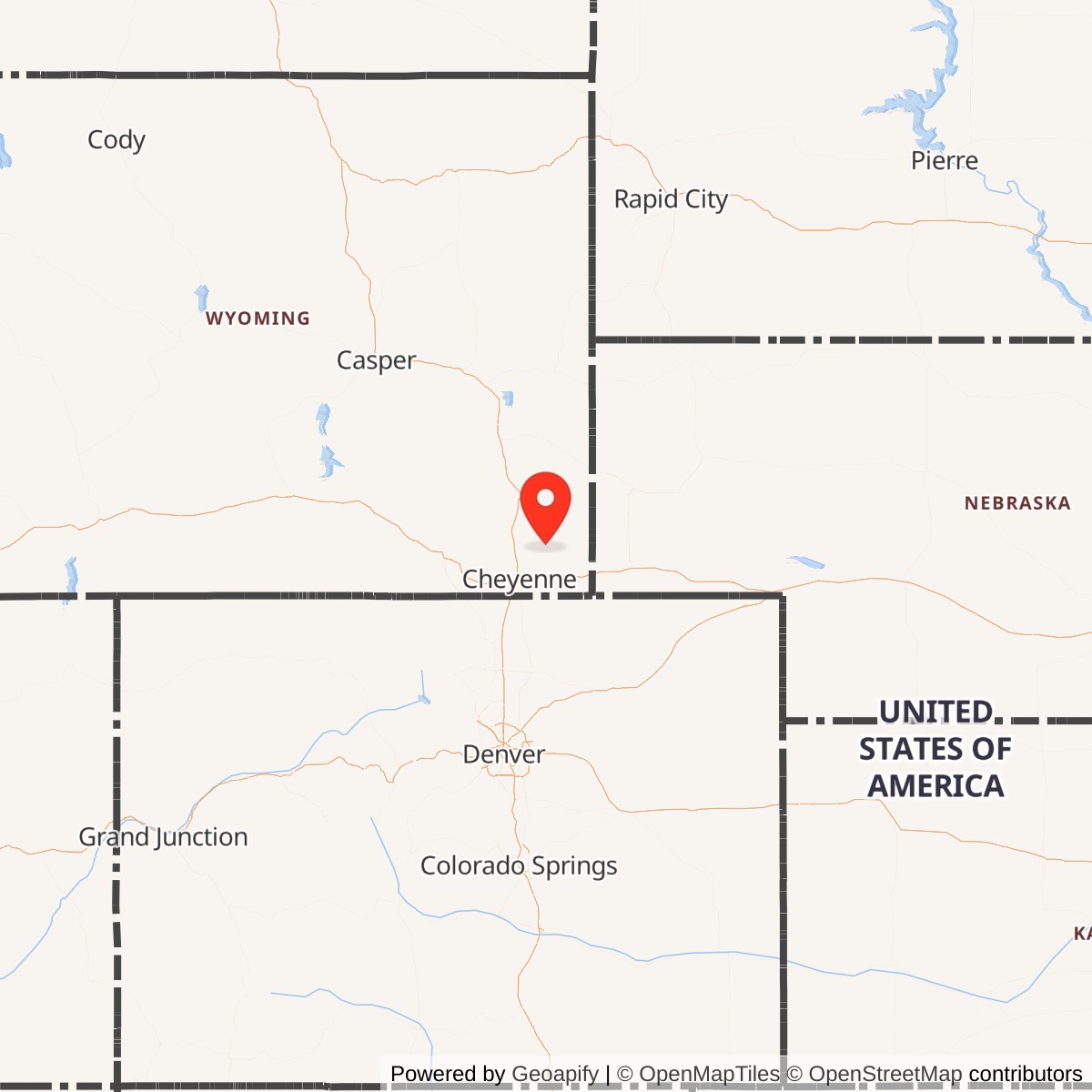 Map showing location of Minuteman / Peacekeeper Launch Facility P-06, Wyoming