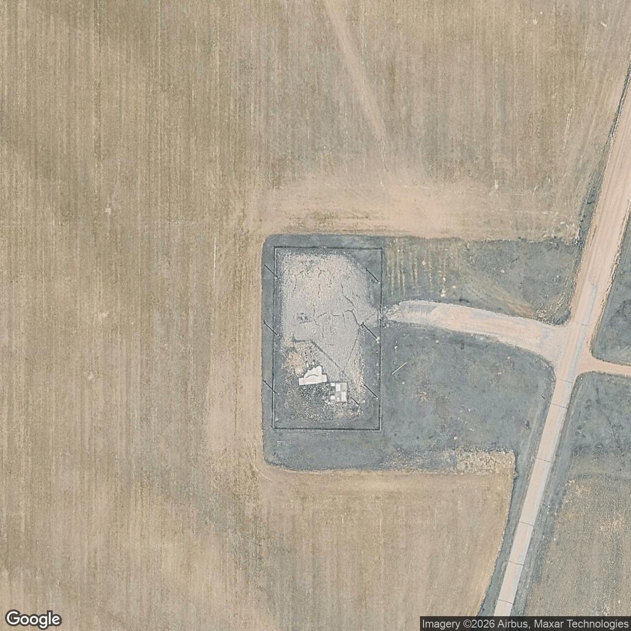 Current Google Satellite Image of Minuteman / Peacekeeper Launch Facility P-06, Wyoming