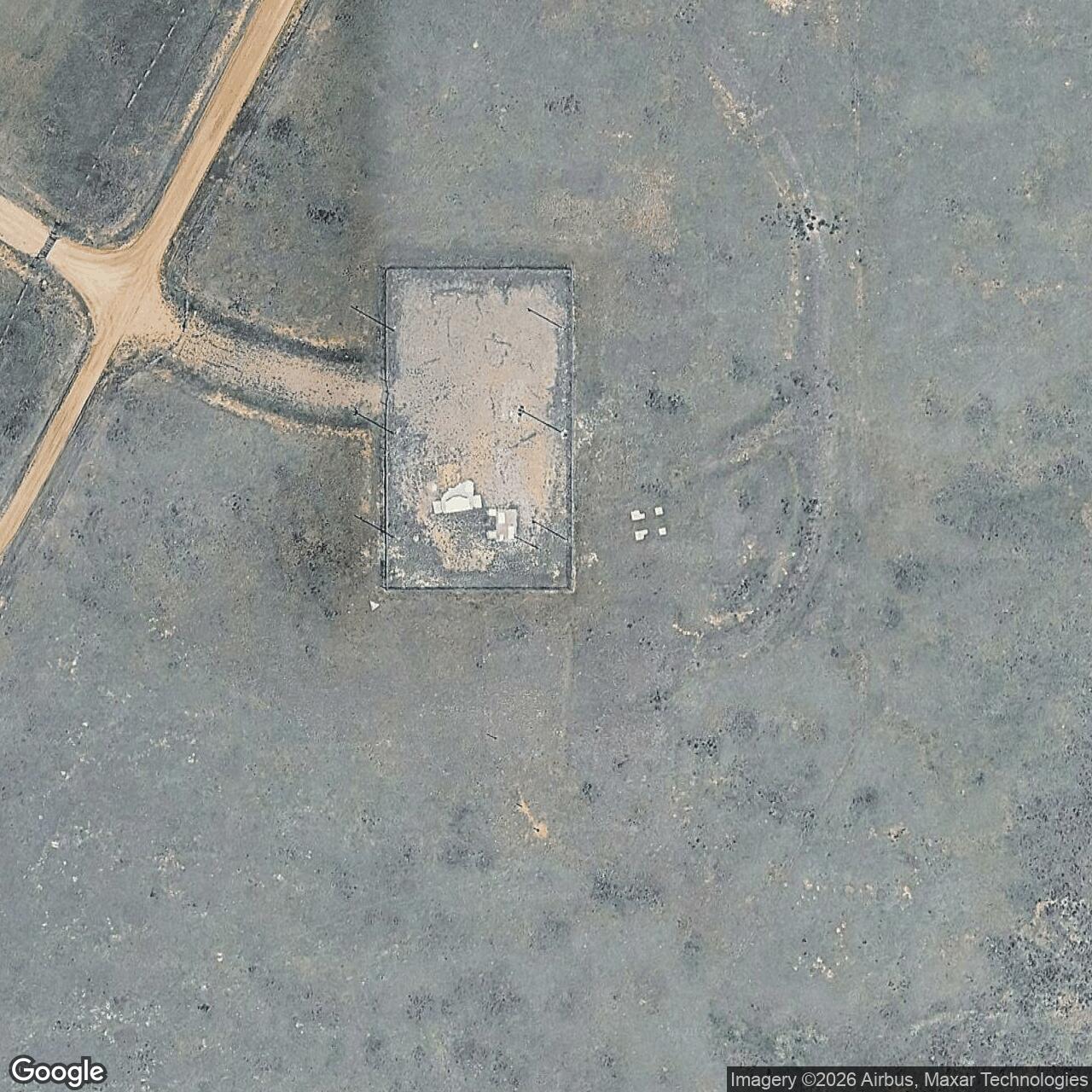 Current Google Satellite Image of Minuteman / Peacekeeper Launch Facility P-08, Wyoming