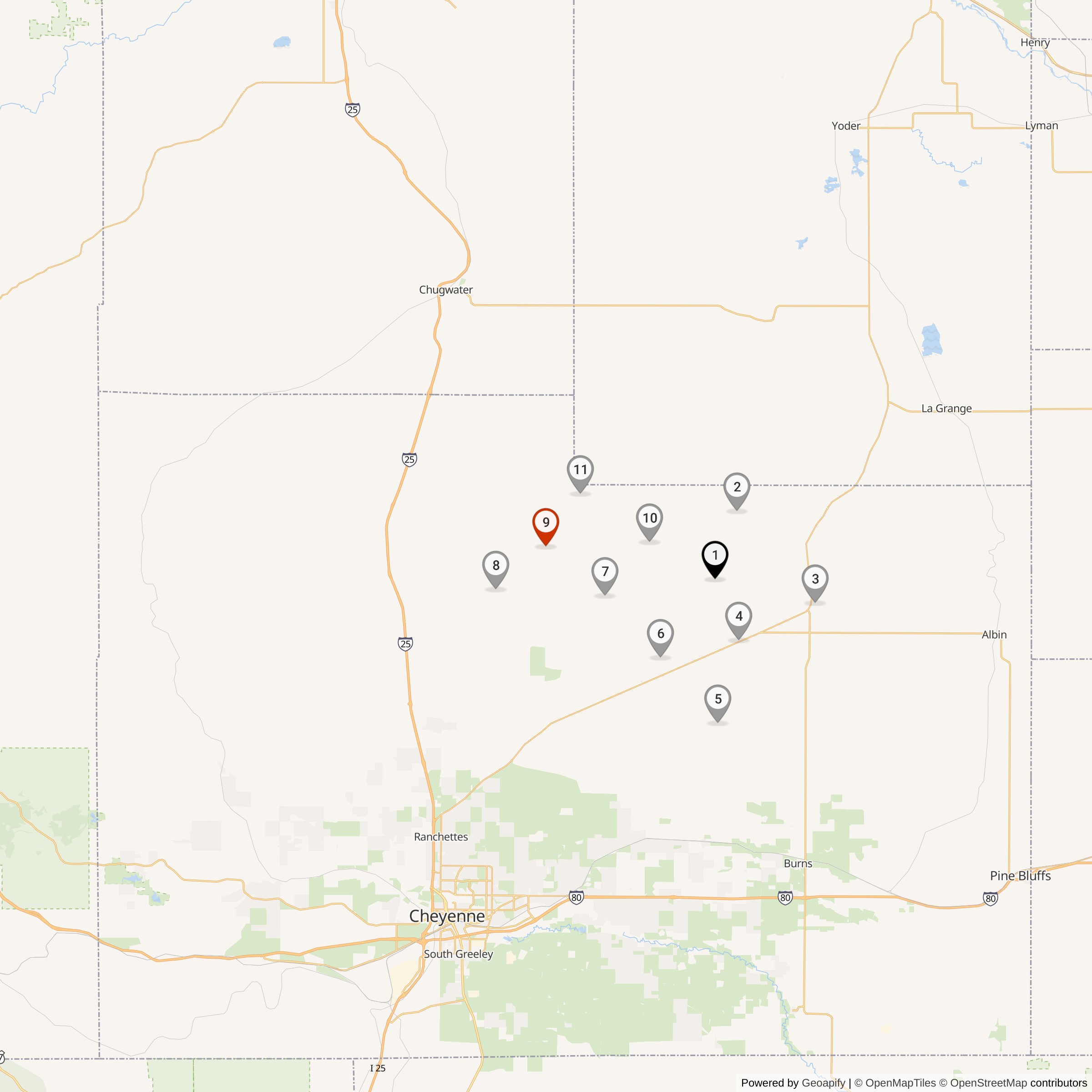 Map Showing Papa Flight Missile Silos & MAF Locations