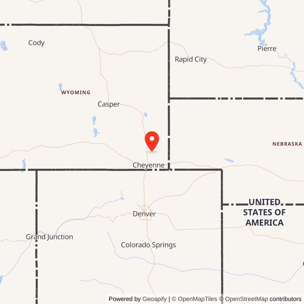 Map showing location of Minuteman / Peacekeeper Launch Facility P-09, Wyoming