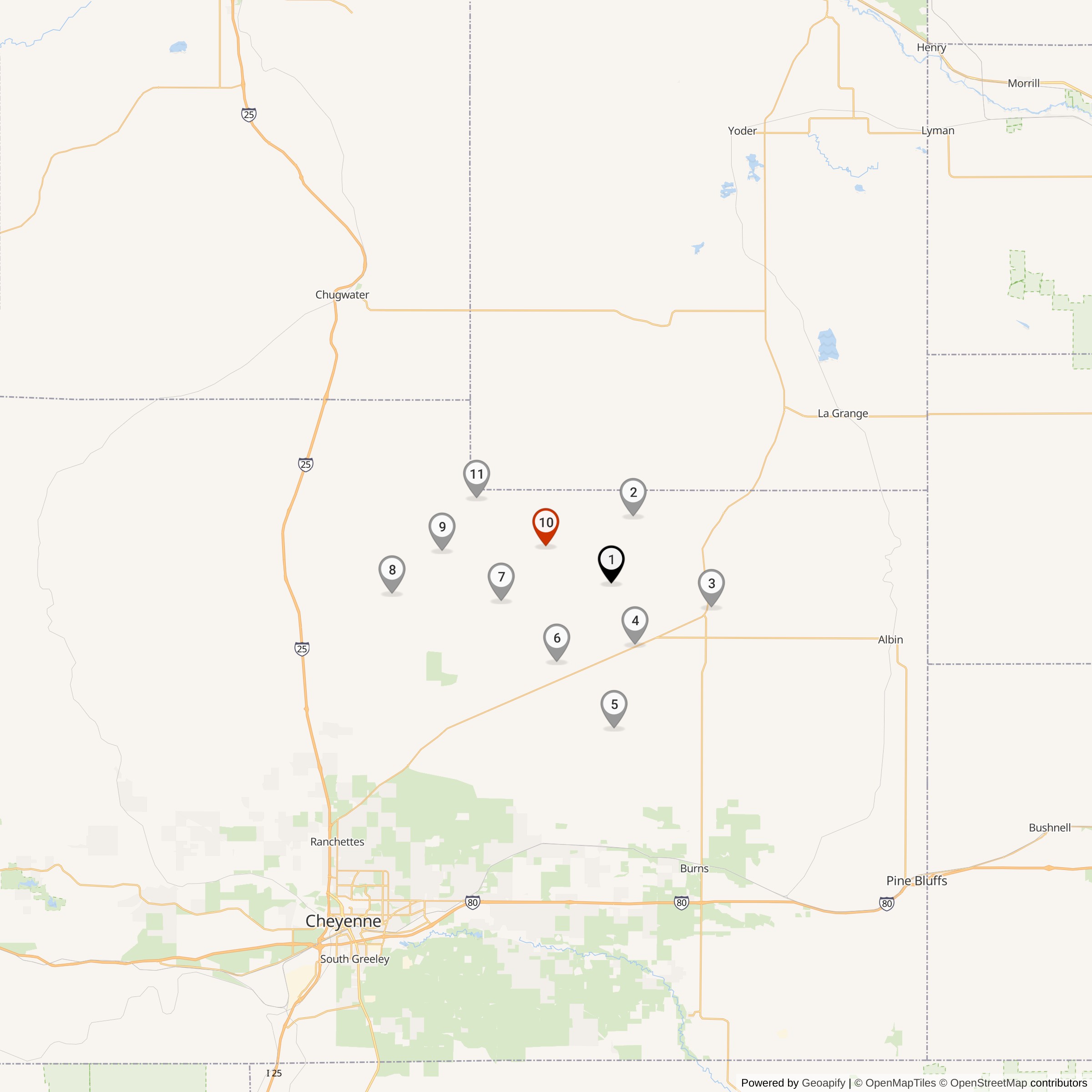 Map Showing Papa Flight Missile Silos & MAF Locations