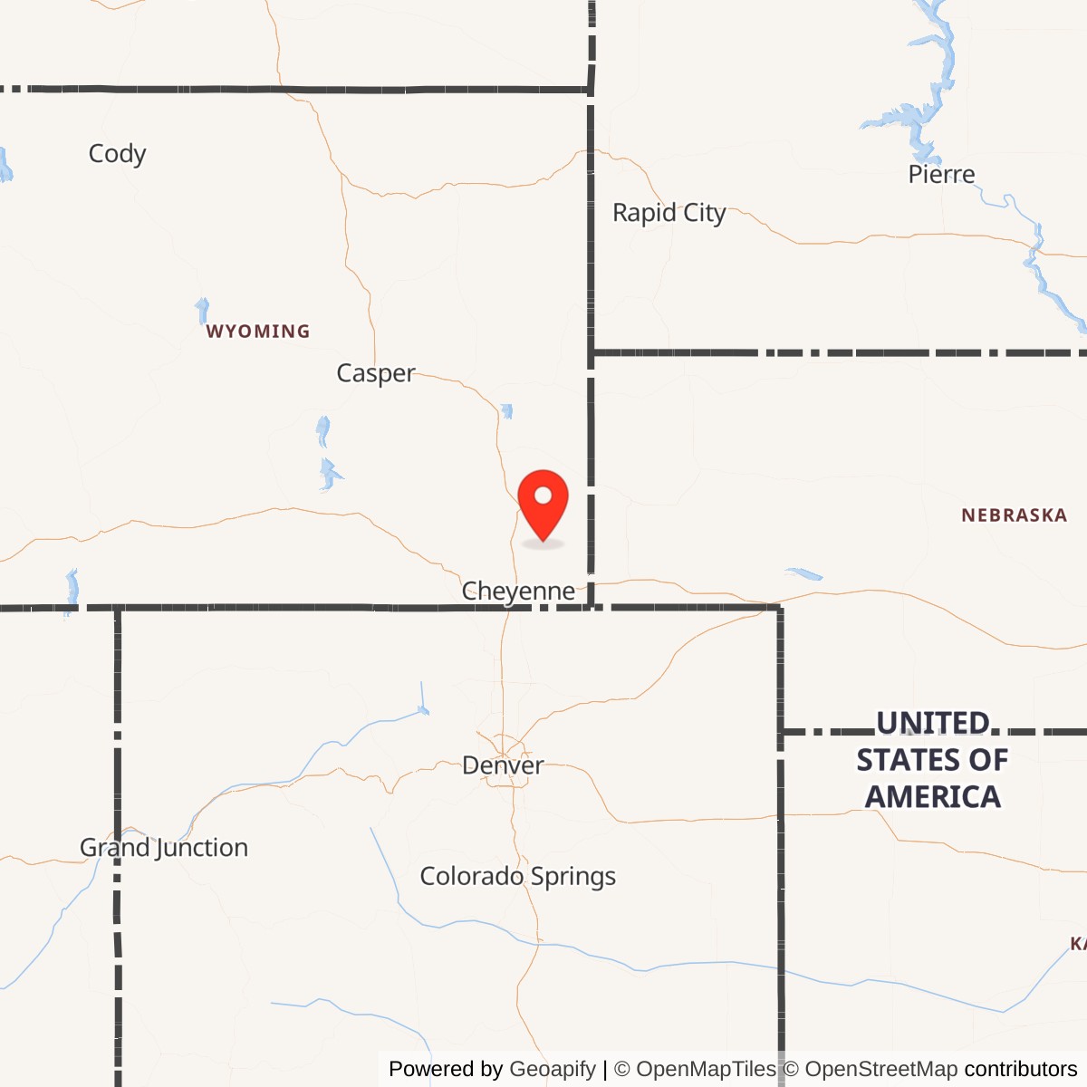 Map showing location of Minuteman Launch Facility P-10, Wyoming