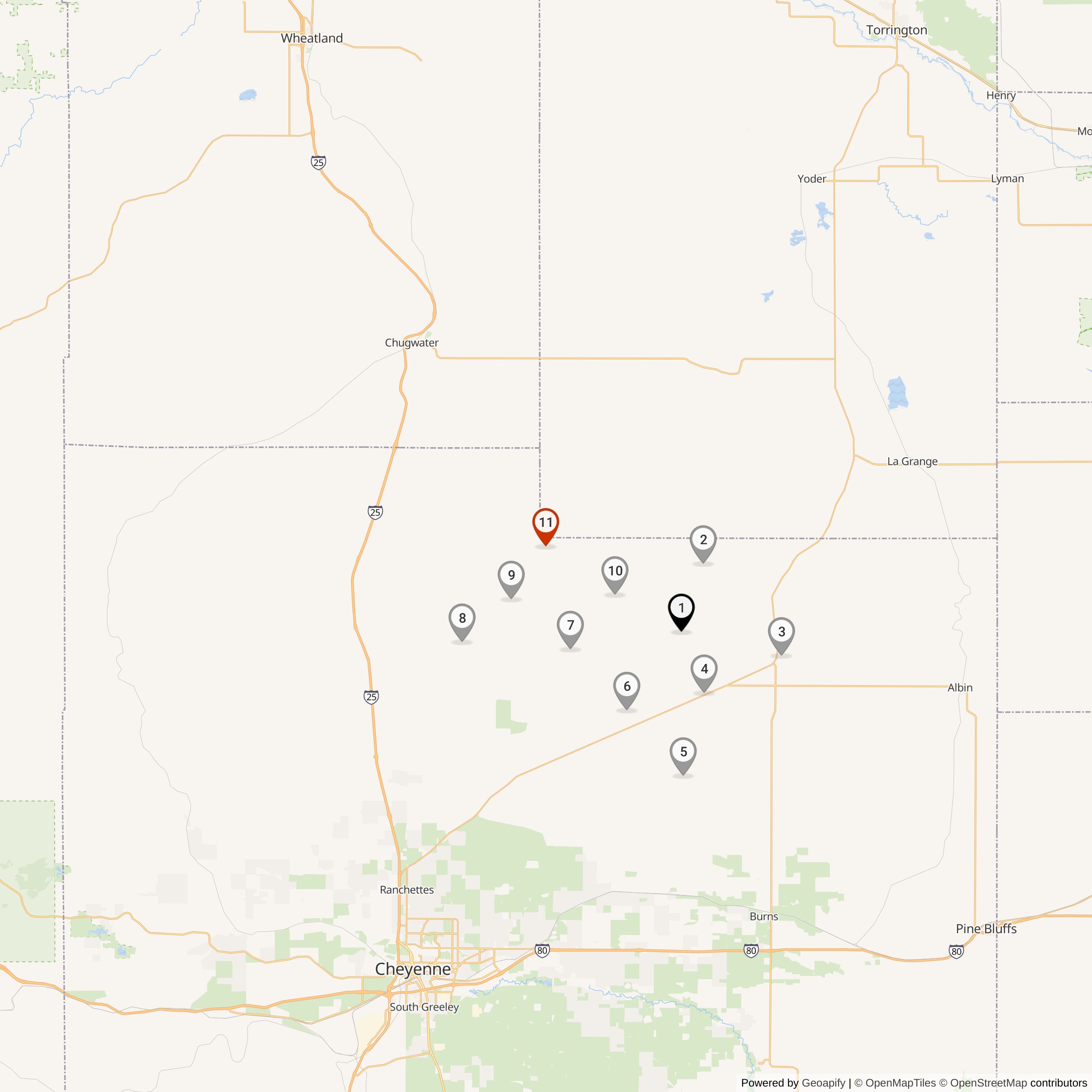 Map Showing Papa Flight Missile Silos & MAF Locations