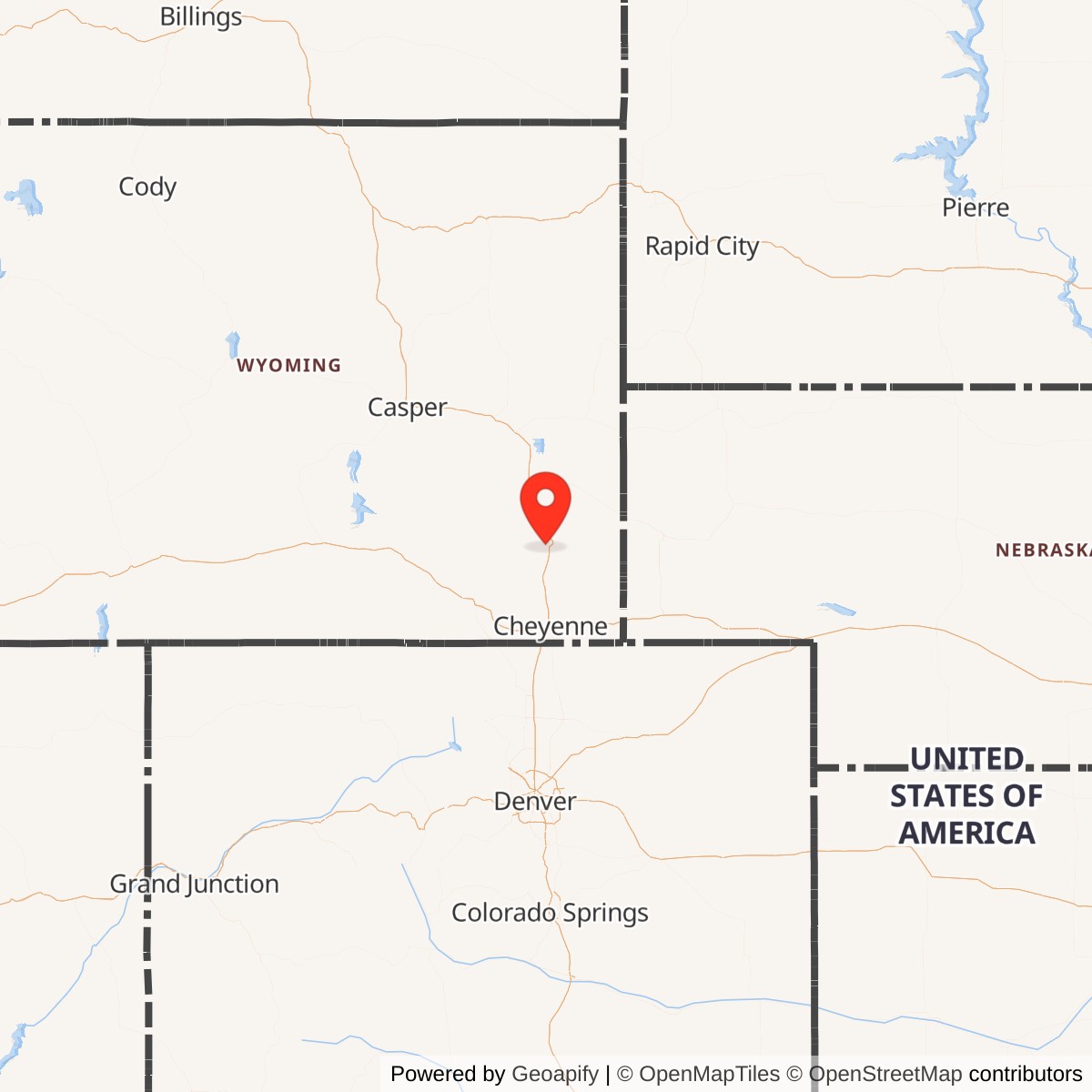 Map showing location of Minuteman Launch Facility Q-02, Wyoming